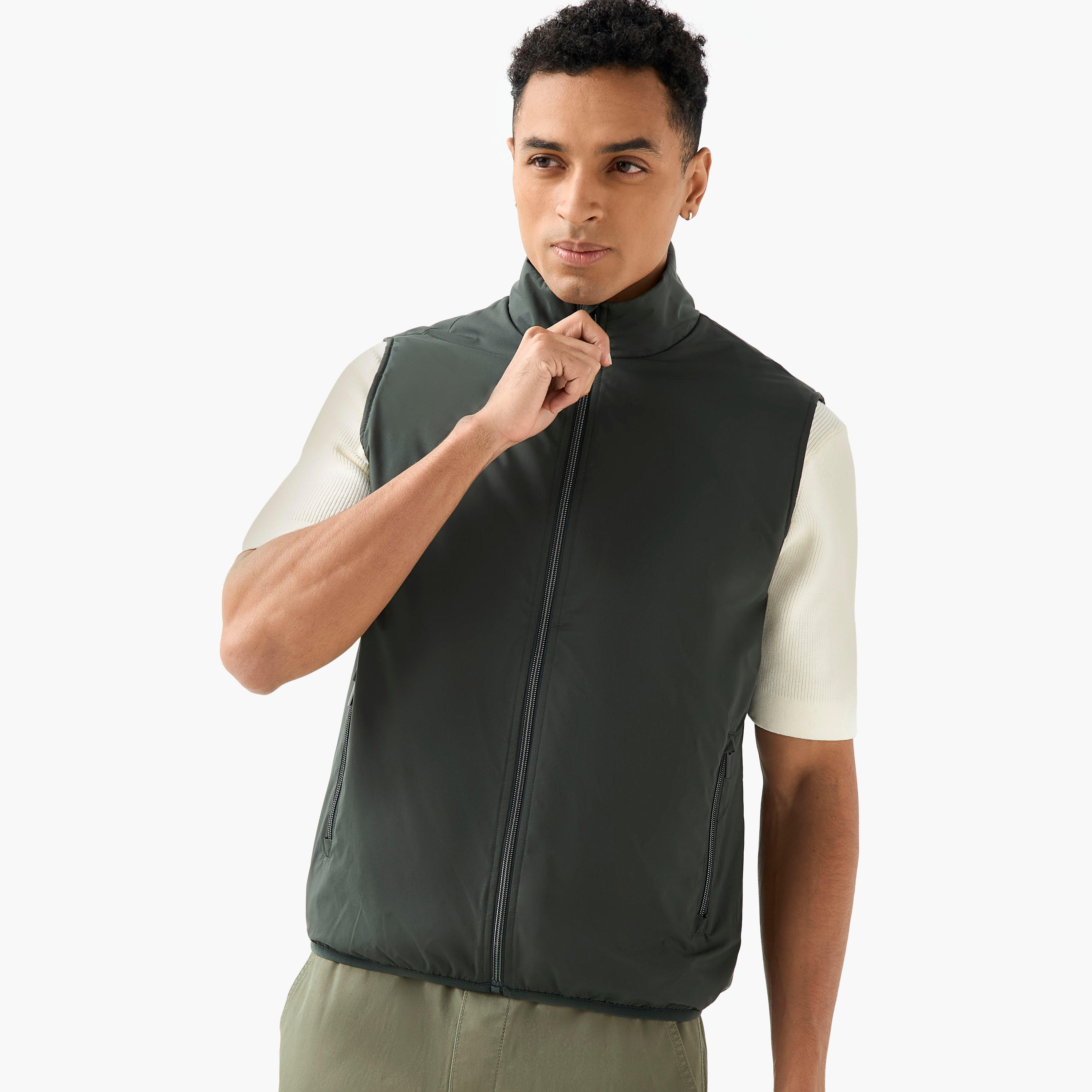 جاكيت جيليه رجالي بياقة عالية وقصة عادية-men-clothing-jacketsandblazers-jackets-image-1