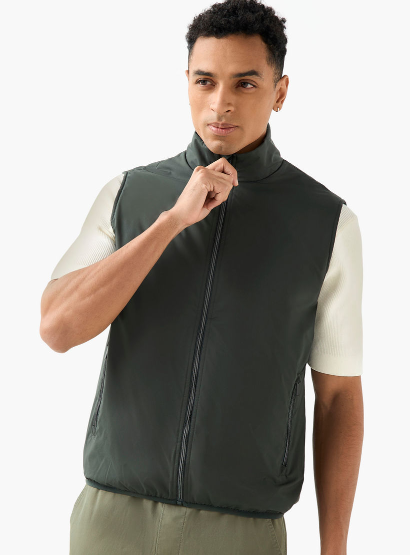 جاكيت جيليه رجالي بياقة عالية وقصة عادية-men-clothing-jacketsandblazers-jackets-image-1