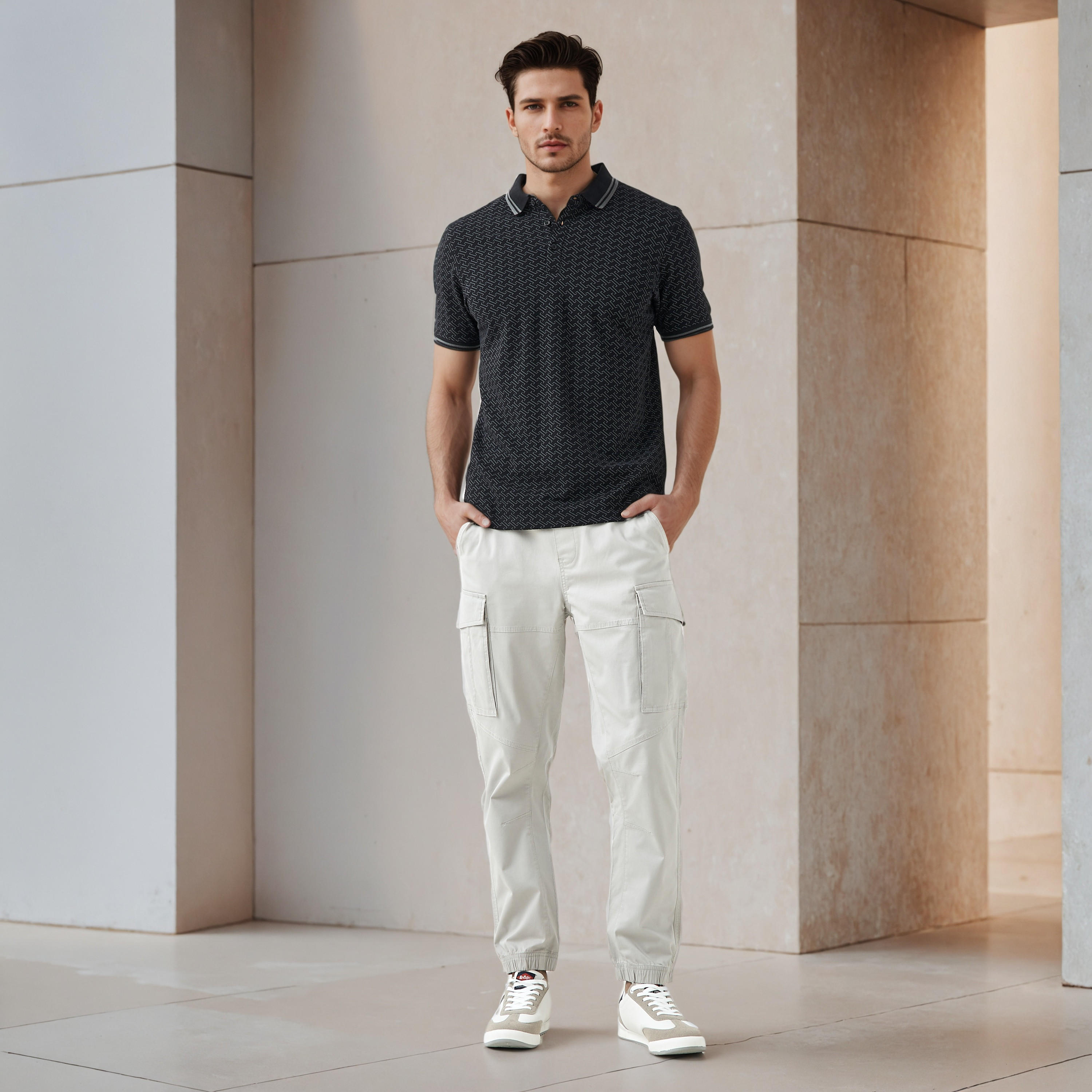 بنطلون رياضي كارجو رجالي بقصّة مريحة وخصر مطاطي-men-clothing-bottoms-joggers-image-2