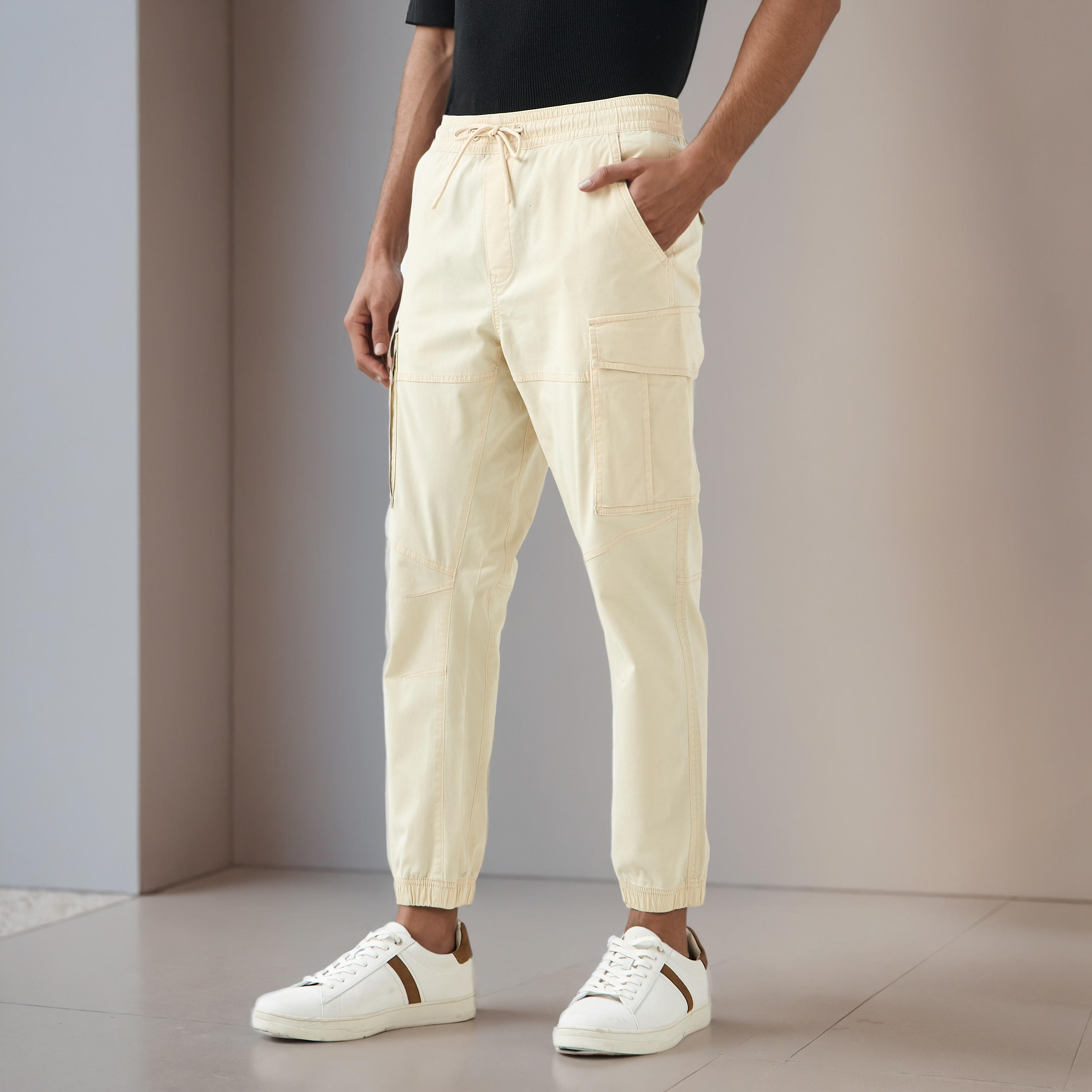 Men Slim Fit Cargo Flexi Waist Joggers-men-clothing-bottoms-joggers-image-1