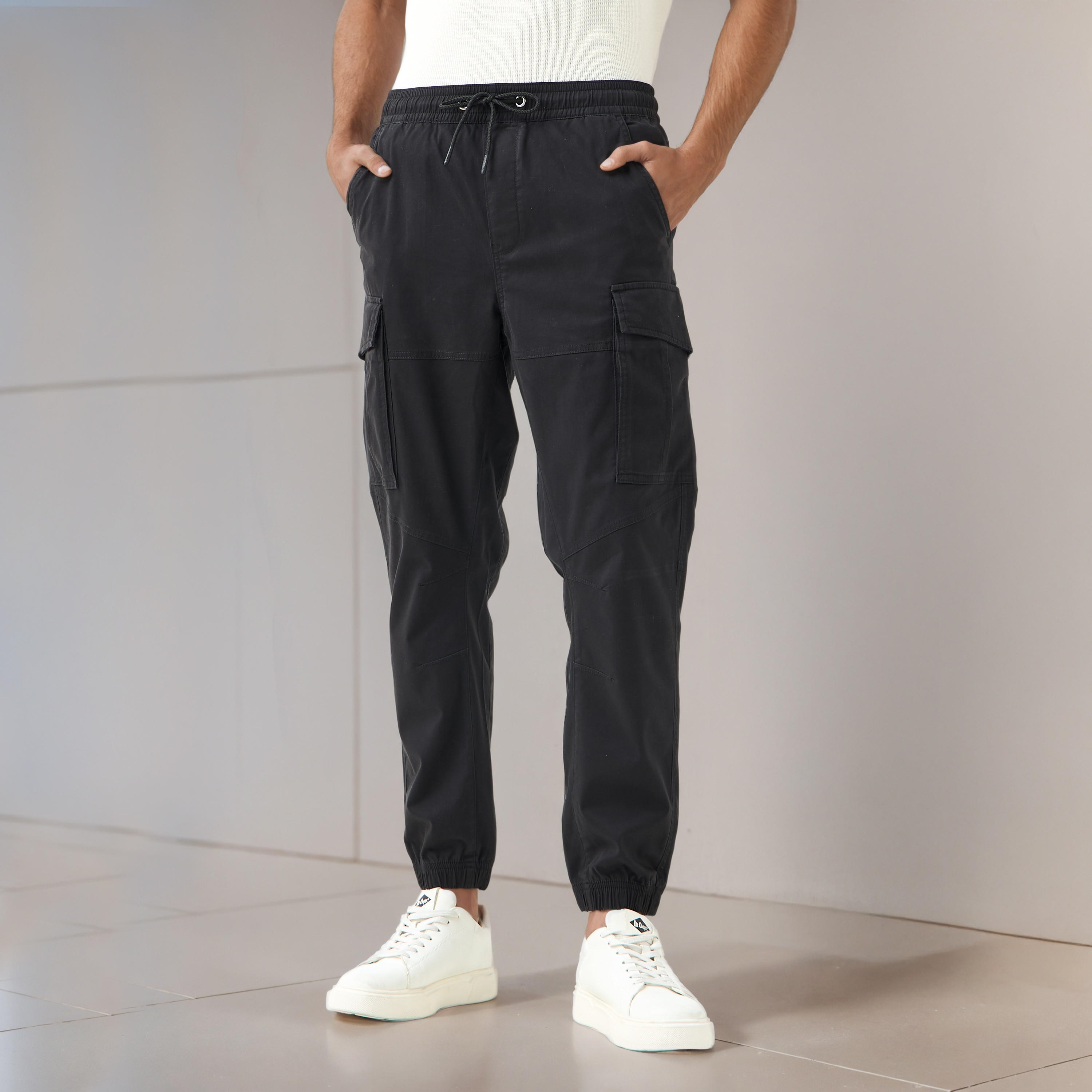 Men Slim Fit Cargo Flexi Waist Joggers-men-clothing-bottoms-joggers-image-1