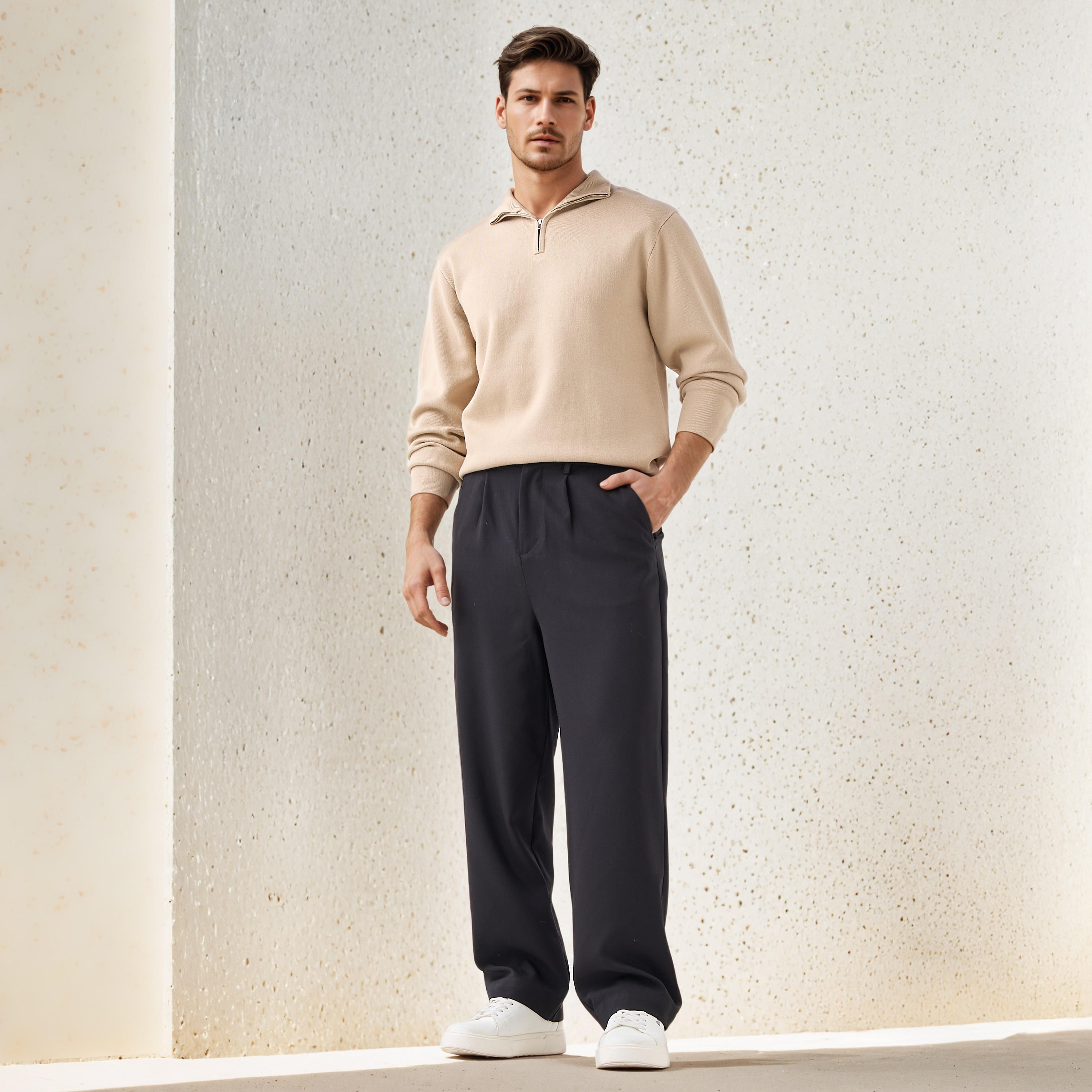 Textured Sweater with Mock Neck-men-clothing-sweatersandpullovers-image-2