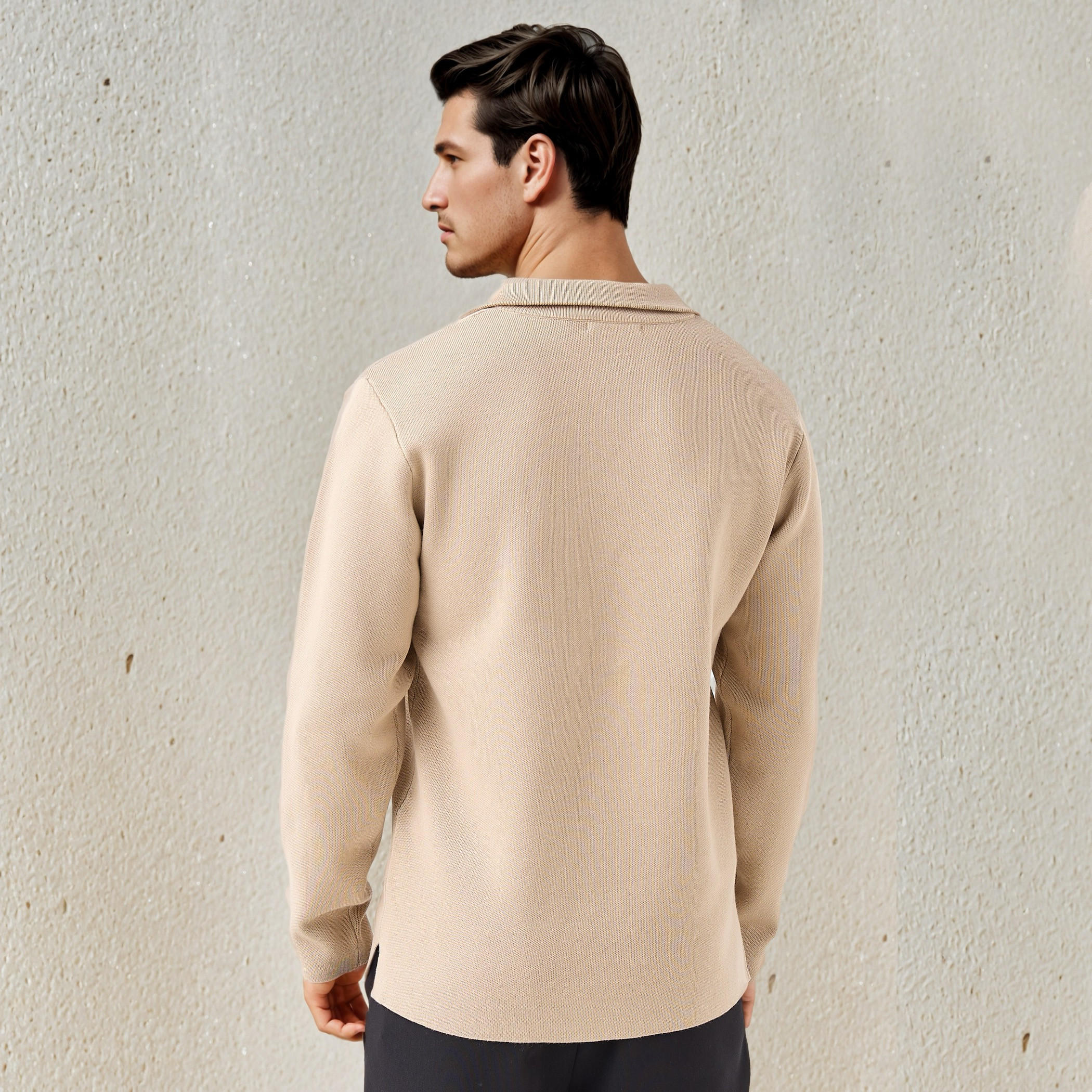 Textured Sweater with Mock Neck-men-clothing-sweatersandpullovers-image-3