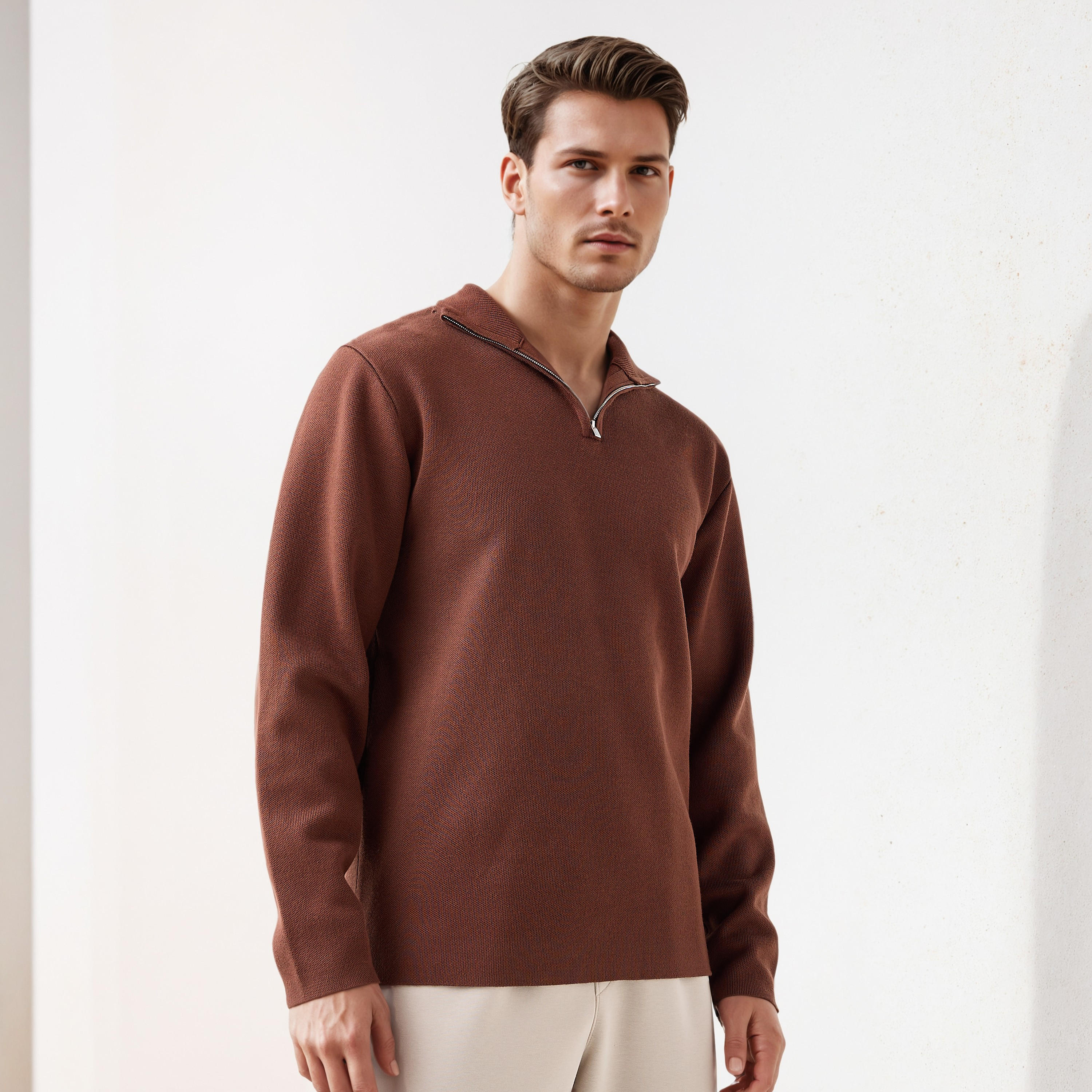 Textured Sweater with Mock Neck-men-clothing-sweatersandpullovers-image-3
