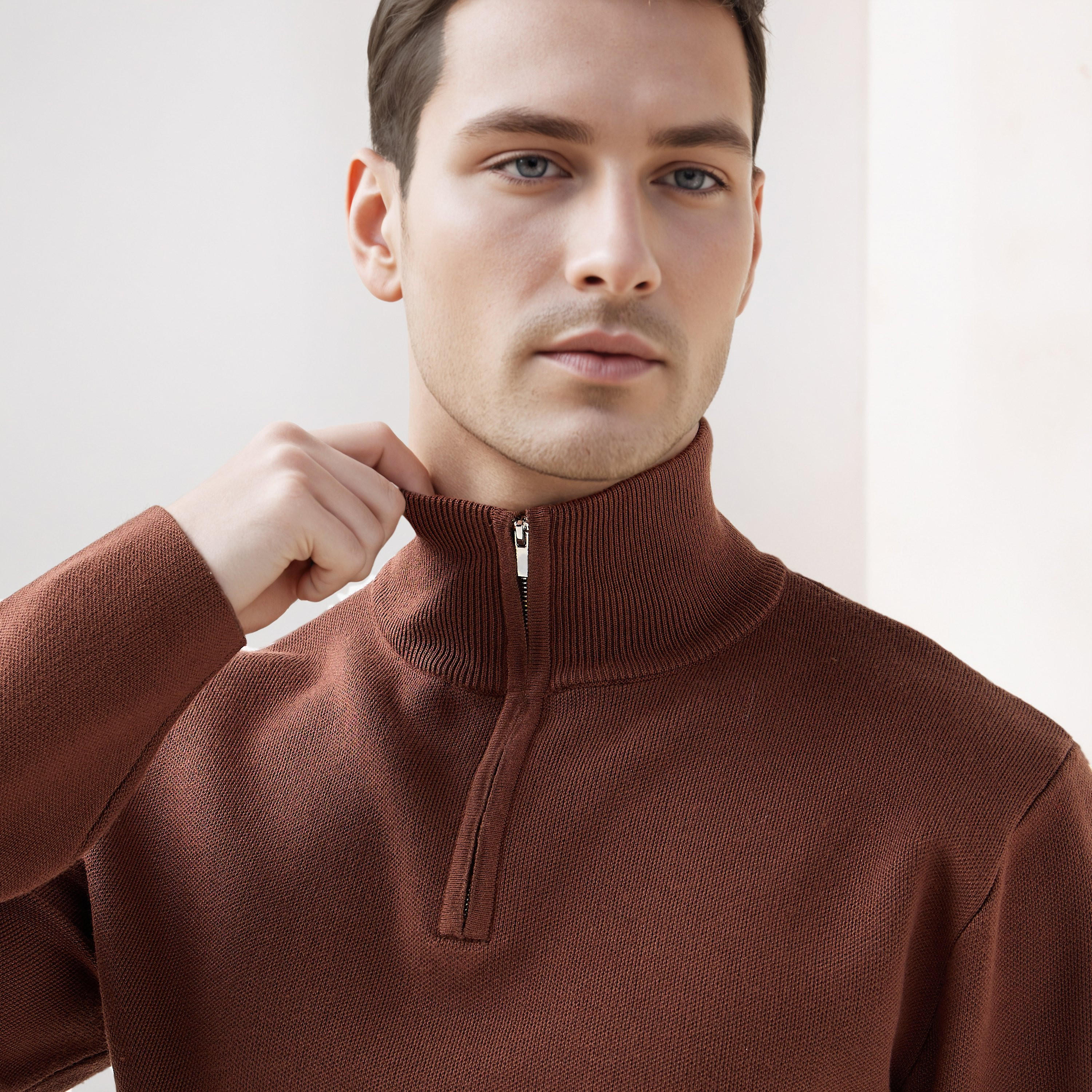 Textured Sweater with Mock Neck-men-clothing-sweatersandpullovers-image-5