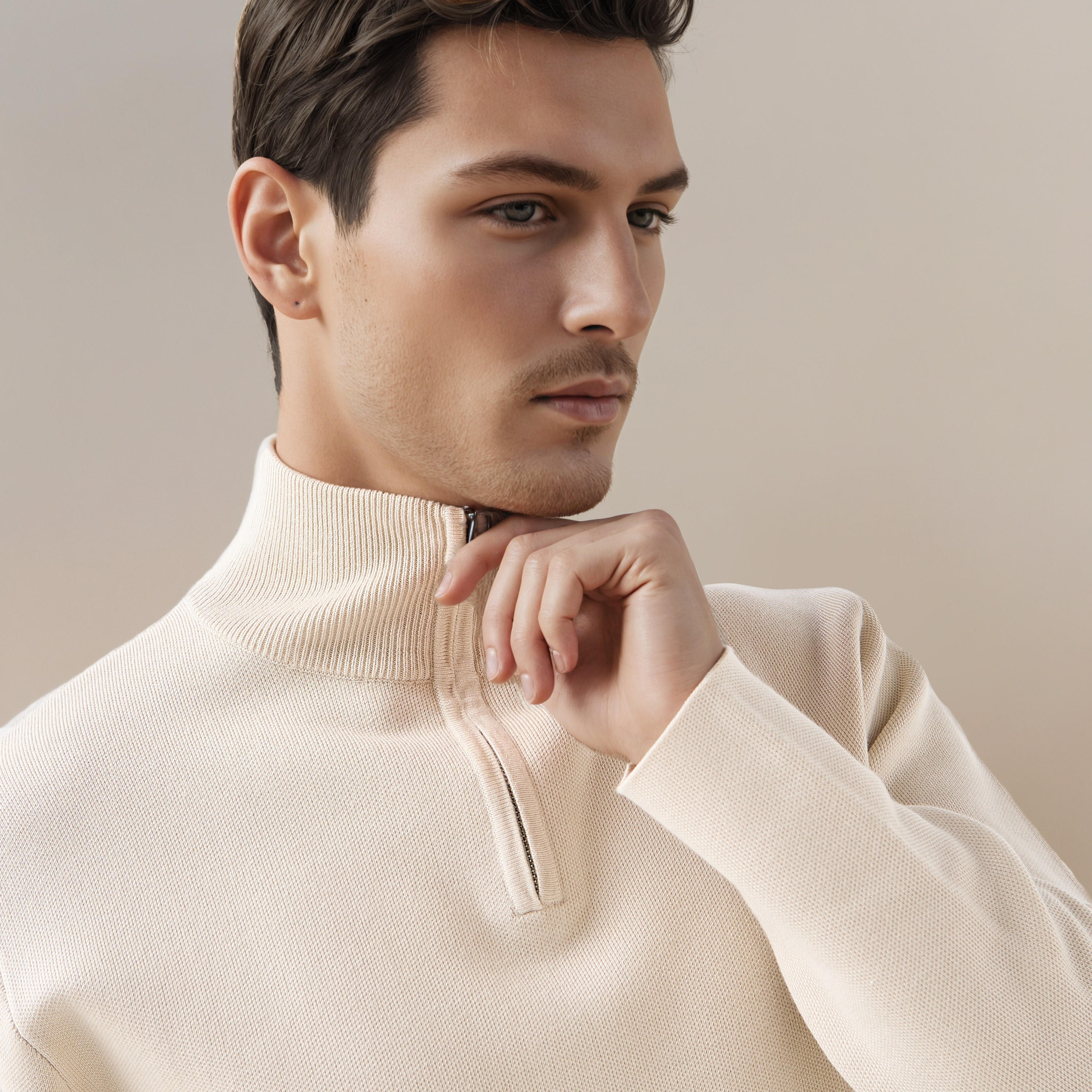 كنزة بارزة الملمس بياقة عالية-men-clothing-sweatersandpullovers-image-4
