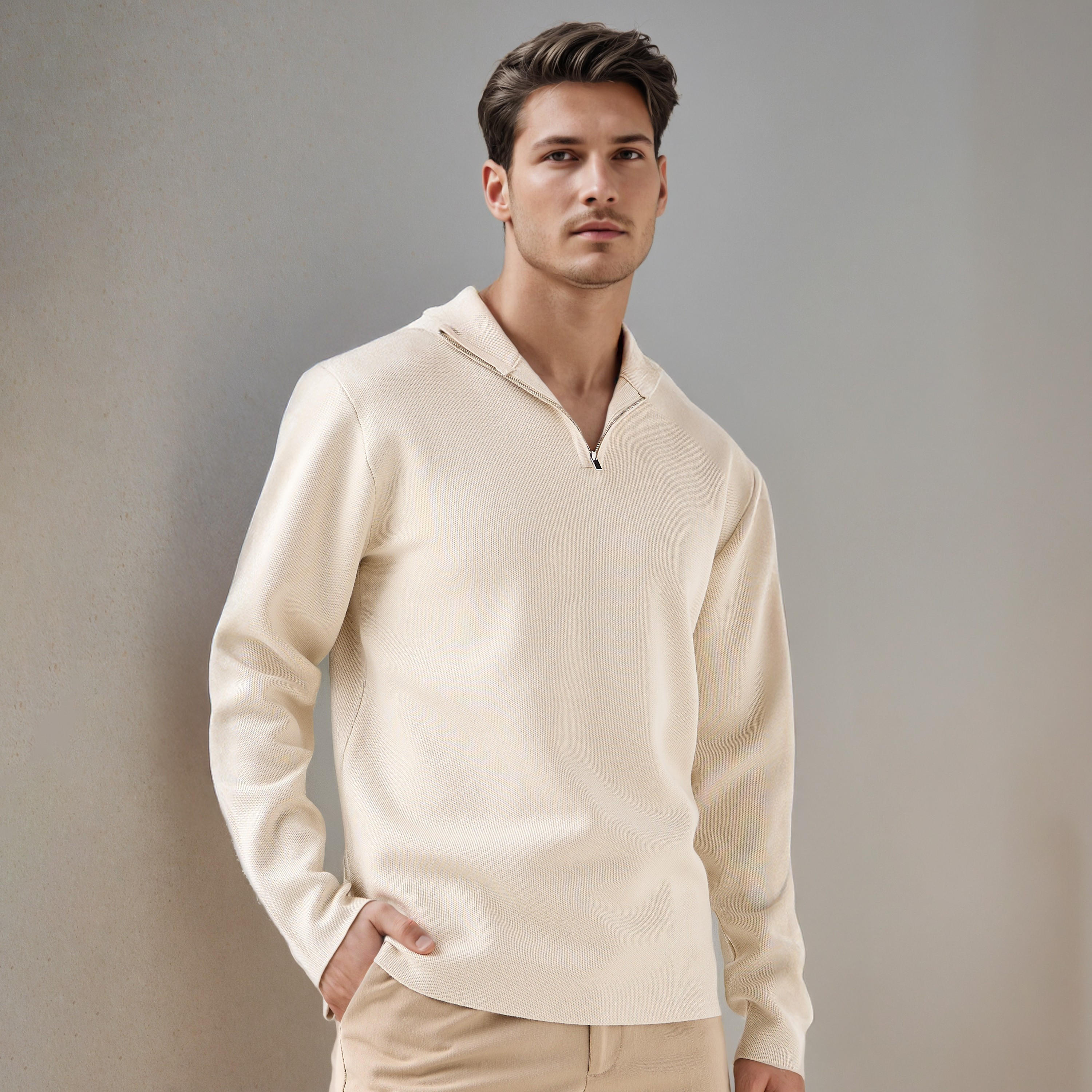 Textured Sweater with Mock Neck-men-clothing-sweatersandpullovers-image-6
