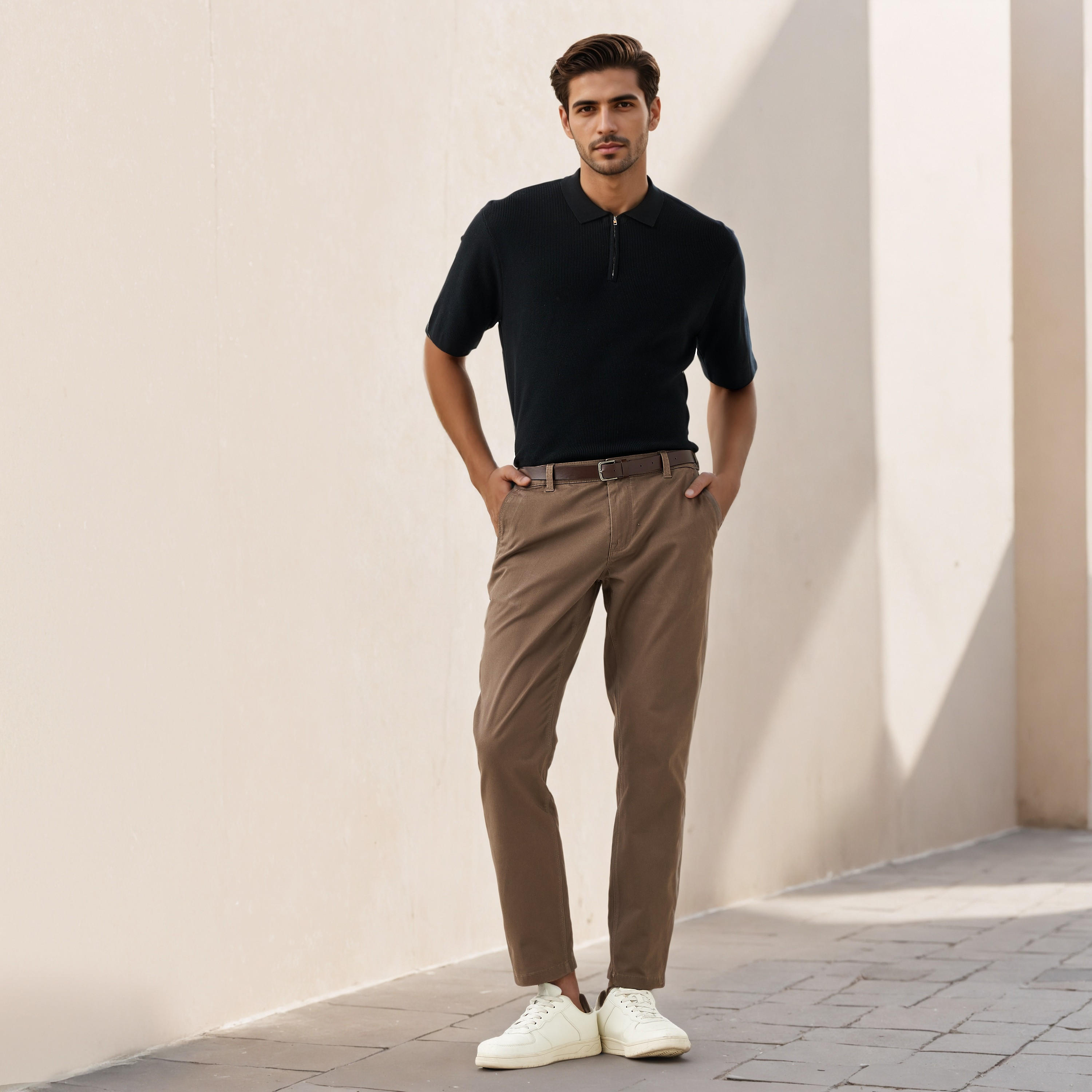 بنطلون تشينو بقصّة سليم وجيوب وحزام-men-clothing-bottoms-trousersandchinos-chinos-image-2