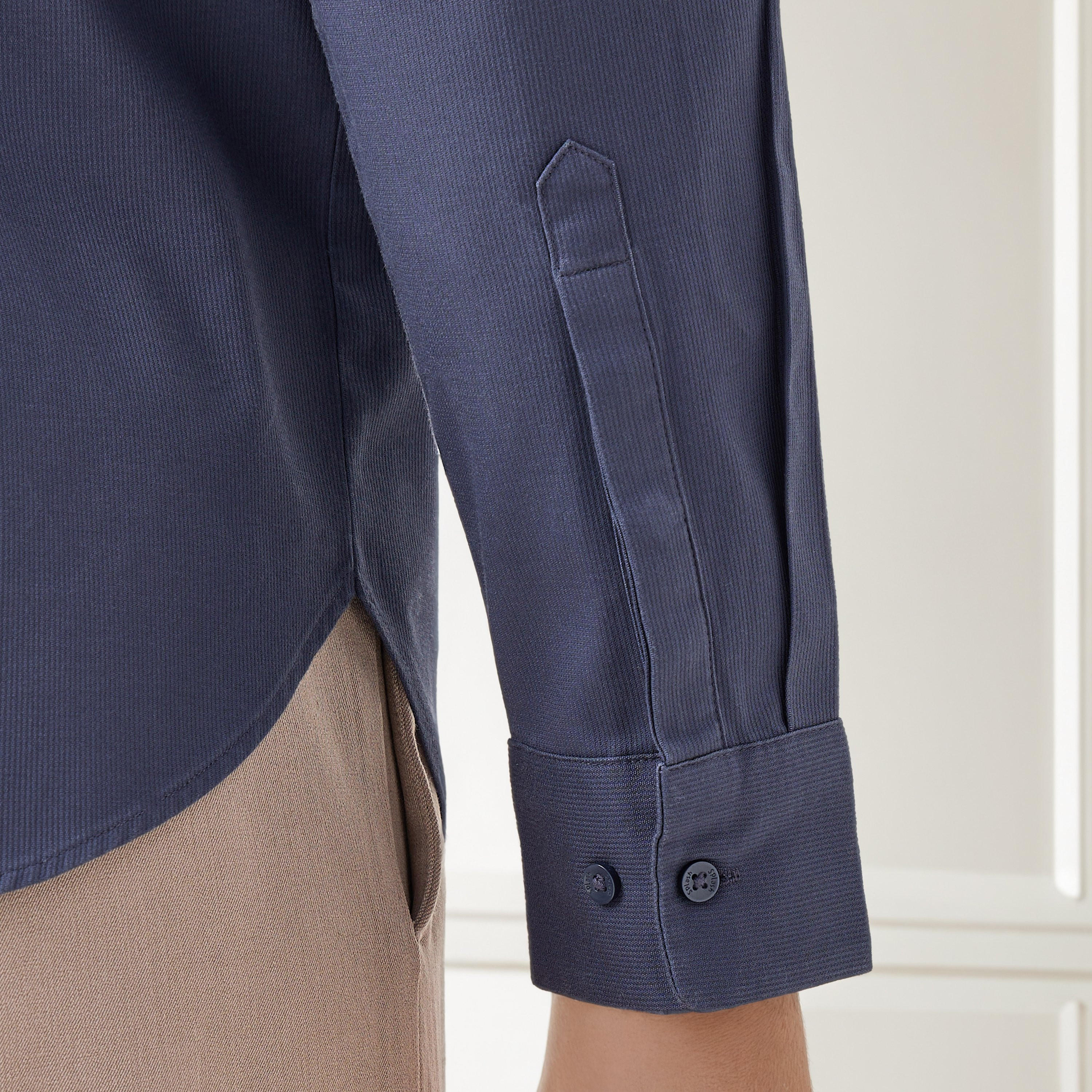 Regular Fit Textured Shirt with Mandarin Collar-men-clothing-shirts-image-4