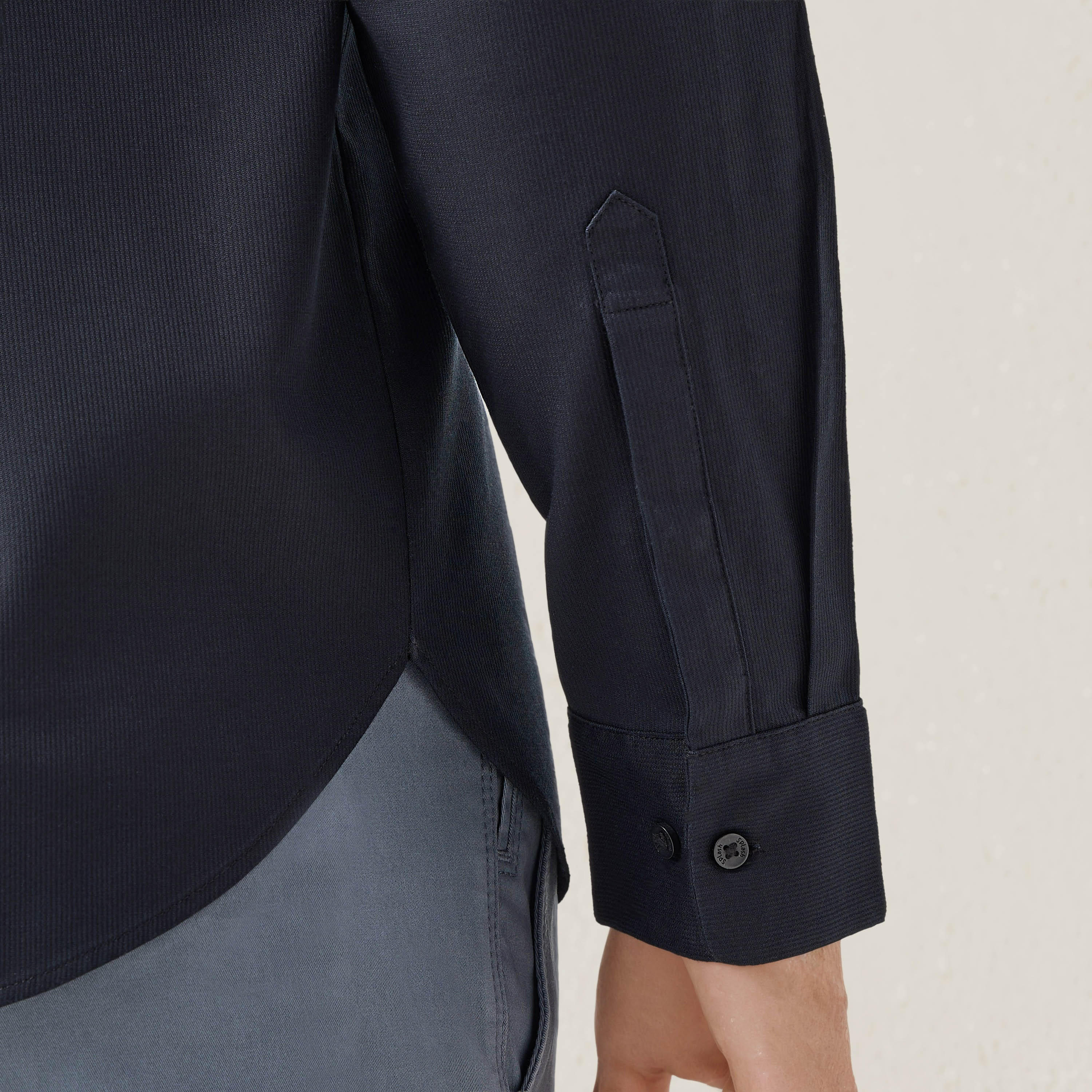 Regular Fit Textured Shirt with Mandarin Collar-men-clothing-shirts-image-4