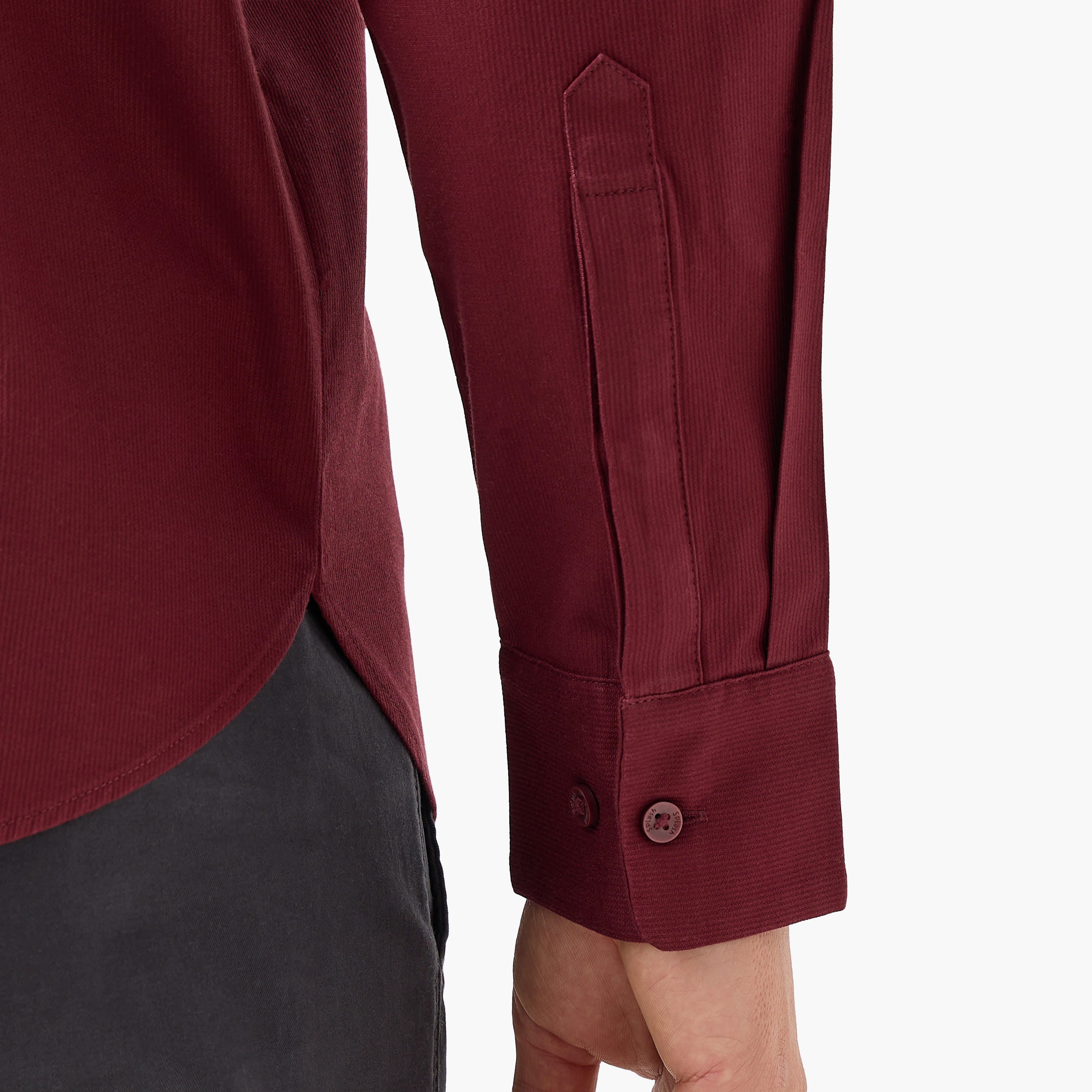 Regular Fit Textured Shirt with Mandarin Collar-men-clothing-shirts-image-6