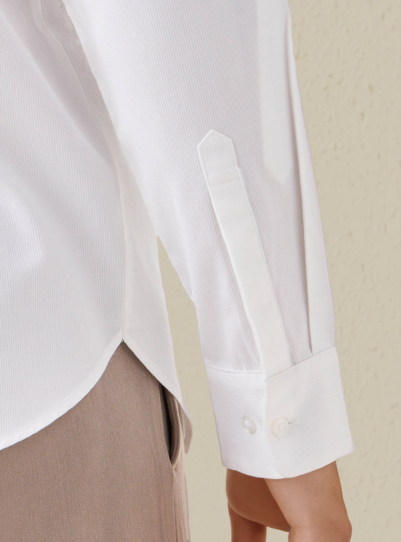 Regular Fit Textured Shirt with Mandarin Collar-men-clothing-shirts-image-5