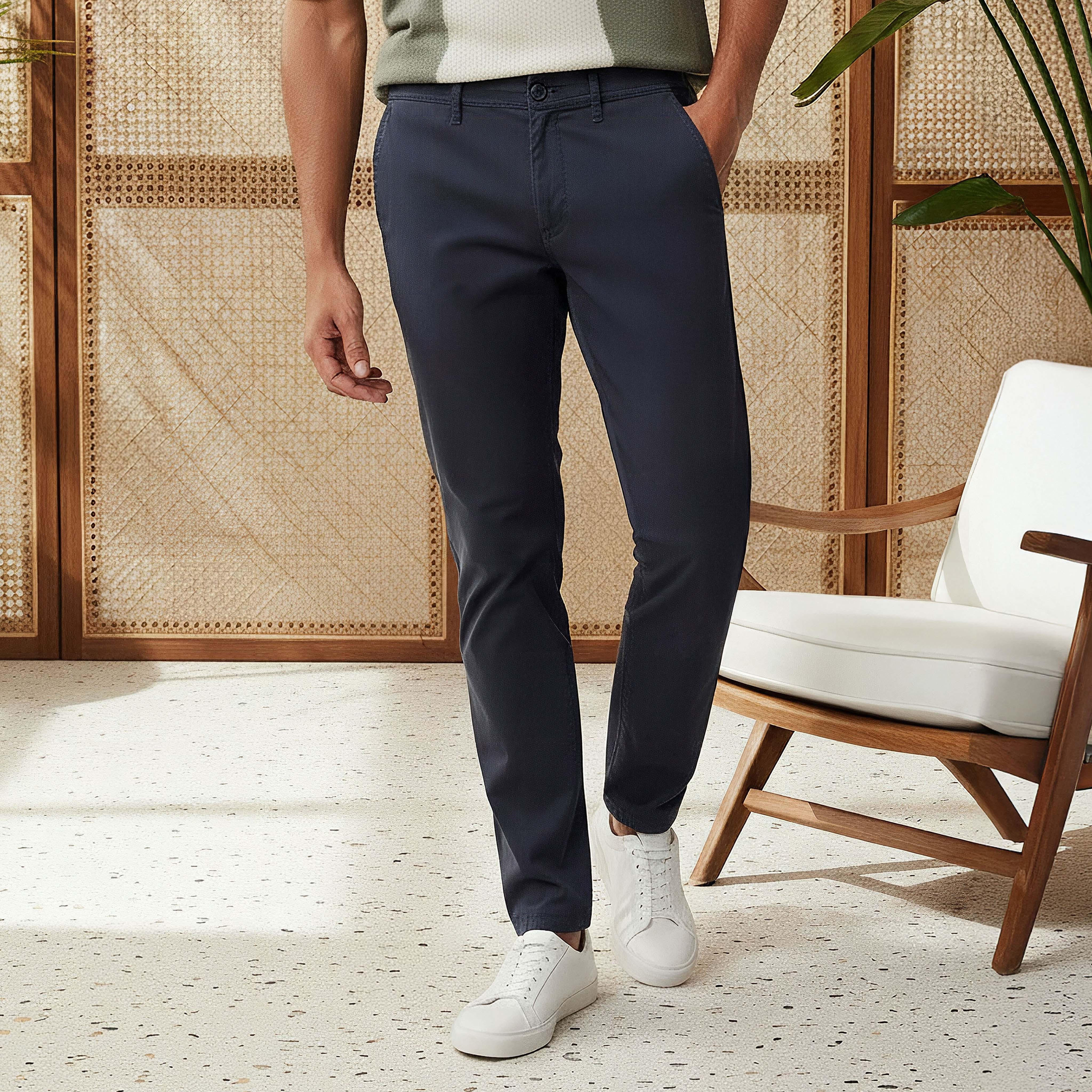 بنطلون تشينو رجالي بقصة ضيقة من مزيج قطني-men-clothing-bottoms-trousersandchinos-chinos-image-1