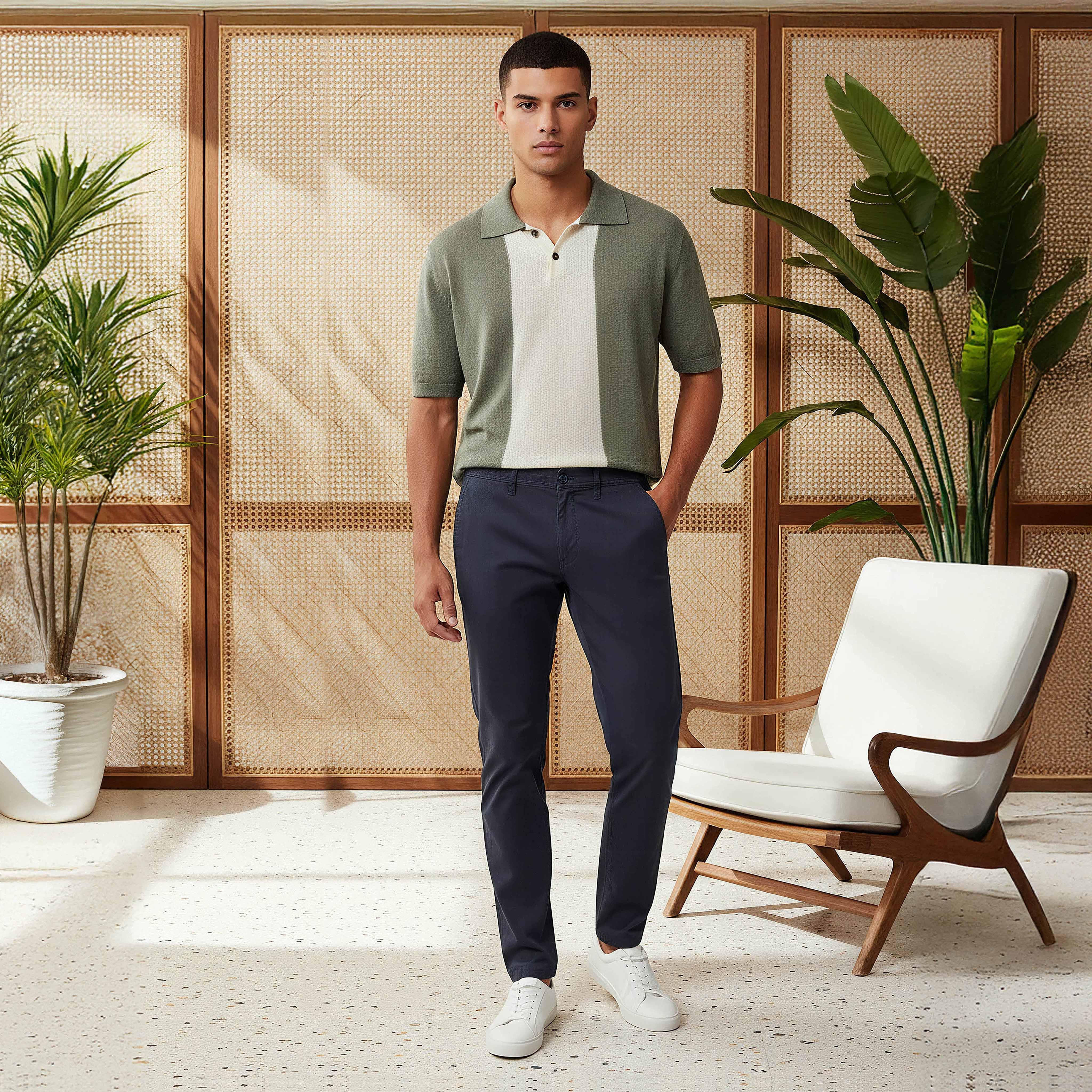 بنطلون تشينو رجالي بقصة ضيقة من مزيج قطني-men-clothing-bottoms-trousersandchinos-chinos-image-2