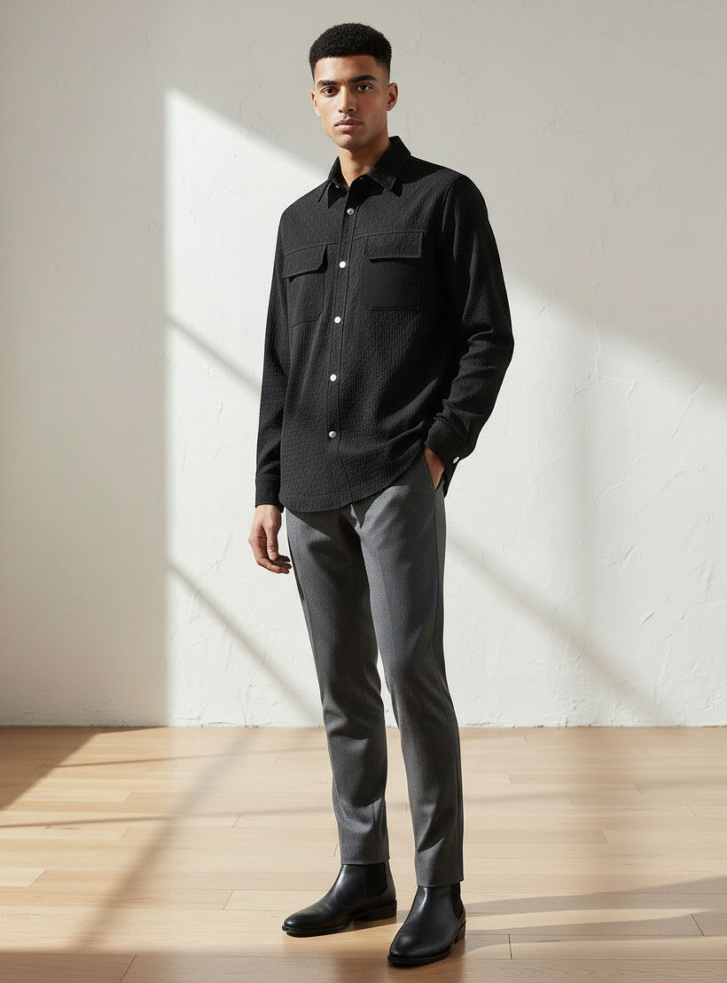 Emperor Men Regular Fit Textured Shacket-men-clothing-jacketsandblazers-jackets-image-2