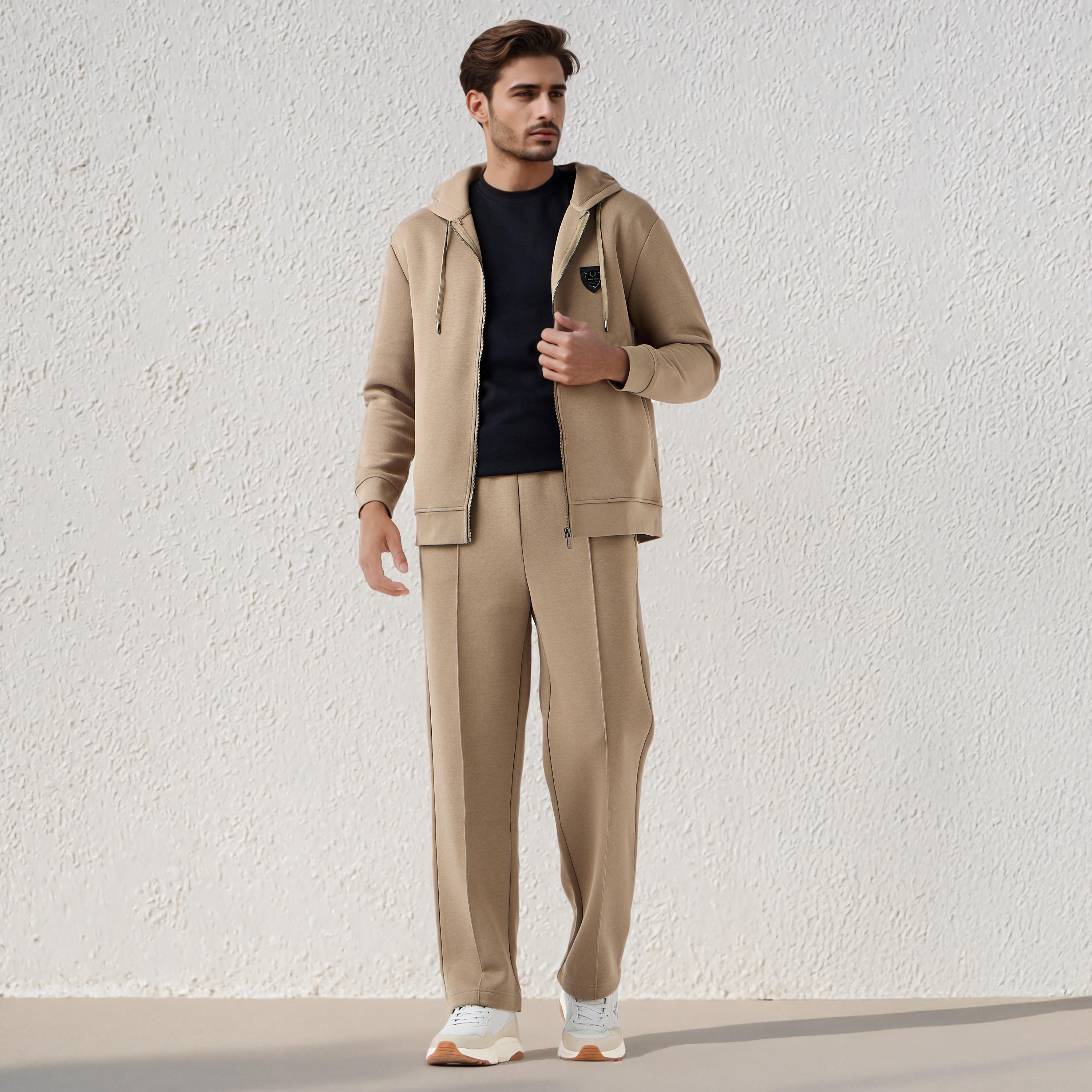 Emperor Men Regular Fit Flexi Waist Joggers with Panelled Detail-men-clothing-bottoms-joggers-image-2