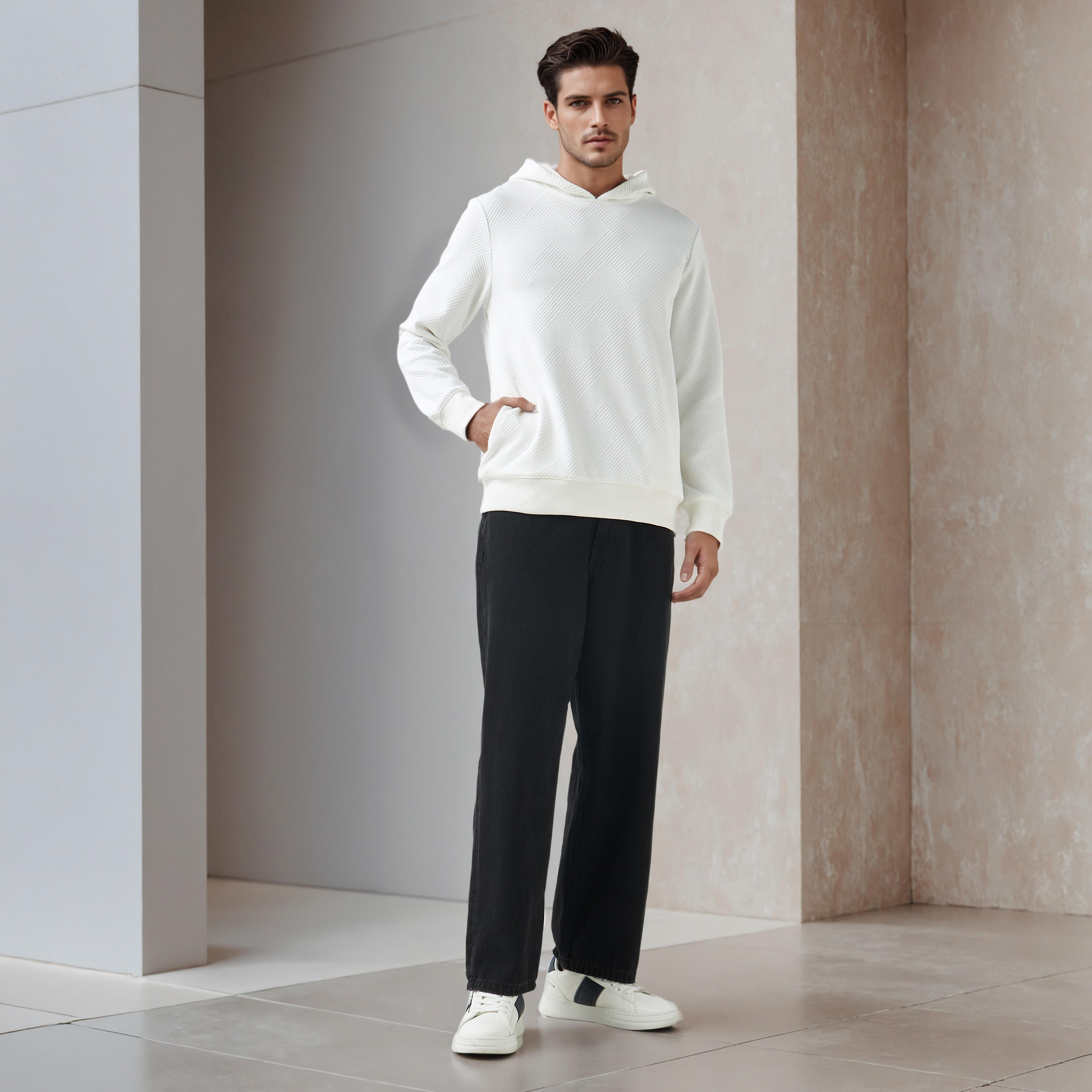 Emperor Men Relaxed Fit Textured Jacquard Hoodie-men-winterwear-hoodiesandsweatshirts-image-2