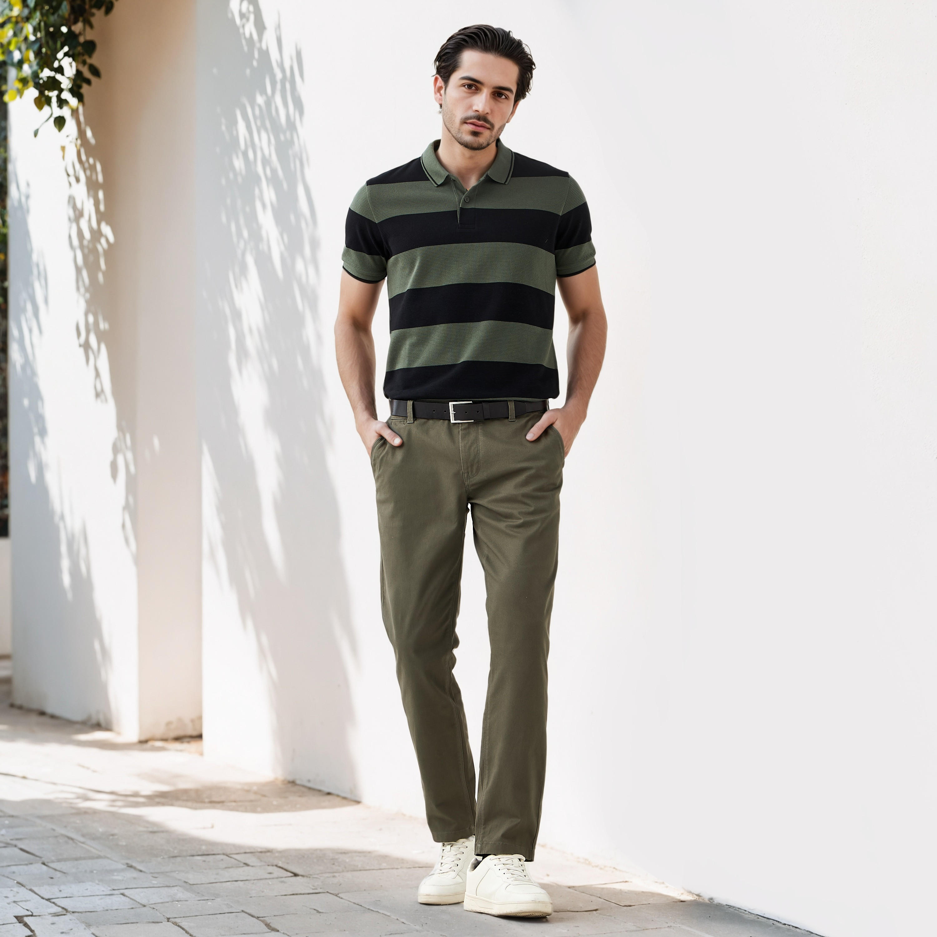 بنطلون تشينو مزيج قطني بقصة عادية وطول كامل للرجال-men-clothing-bottoms-trousersandchinos-chinos-image-2