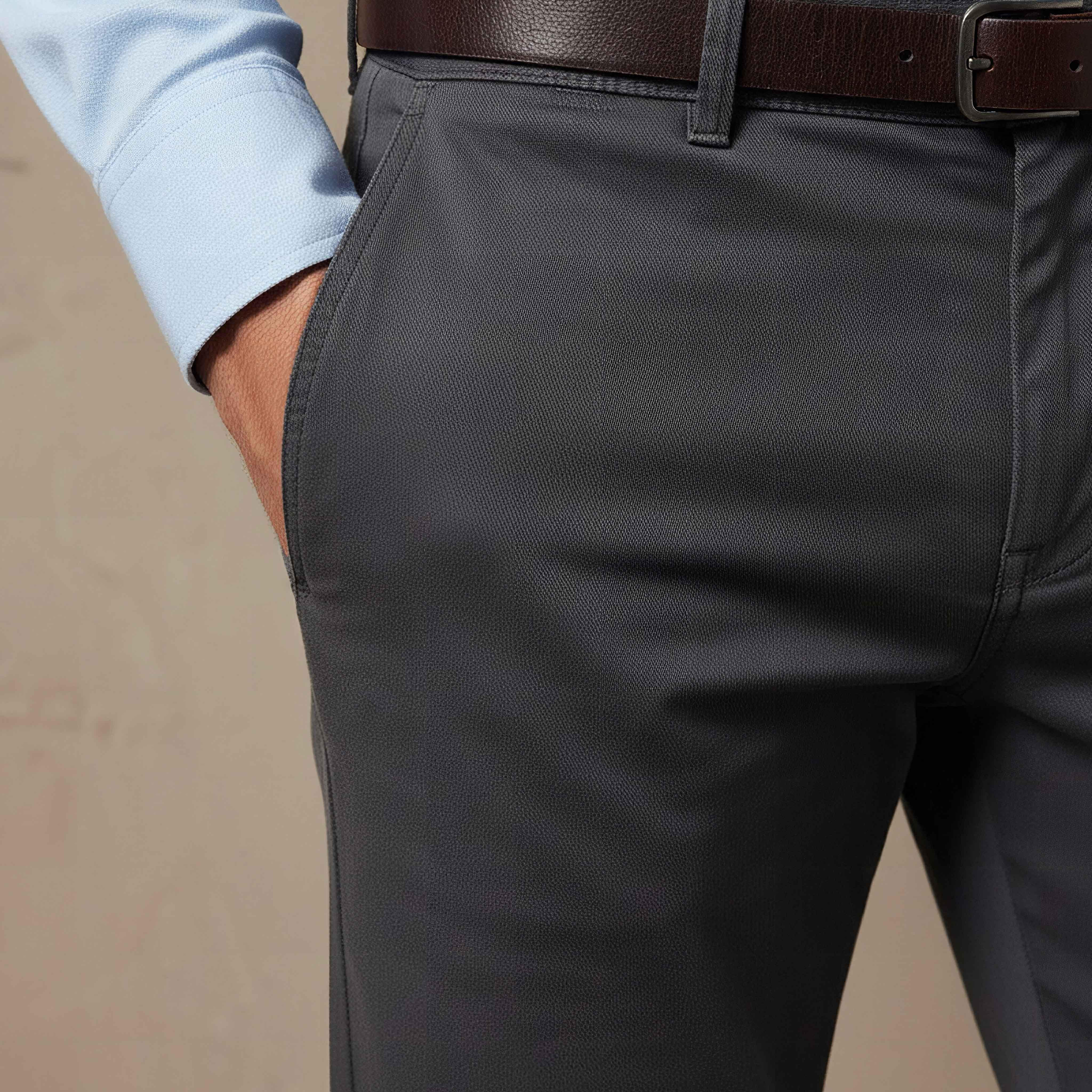 بنطلون تشينو رجالي من مزبج قطني بقصة سليم وحلقات حزام-men-clothing-bottoms-trousersandchinos-chinos-image-4