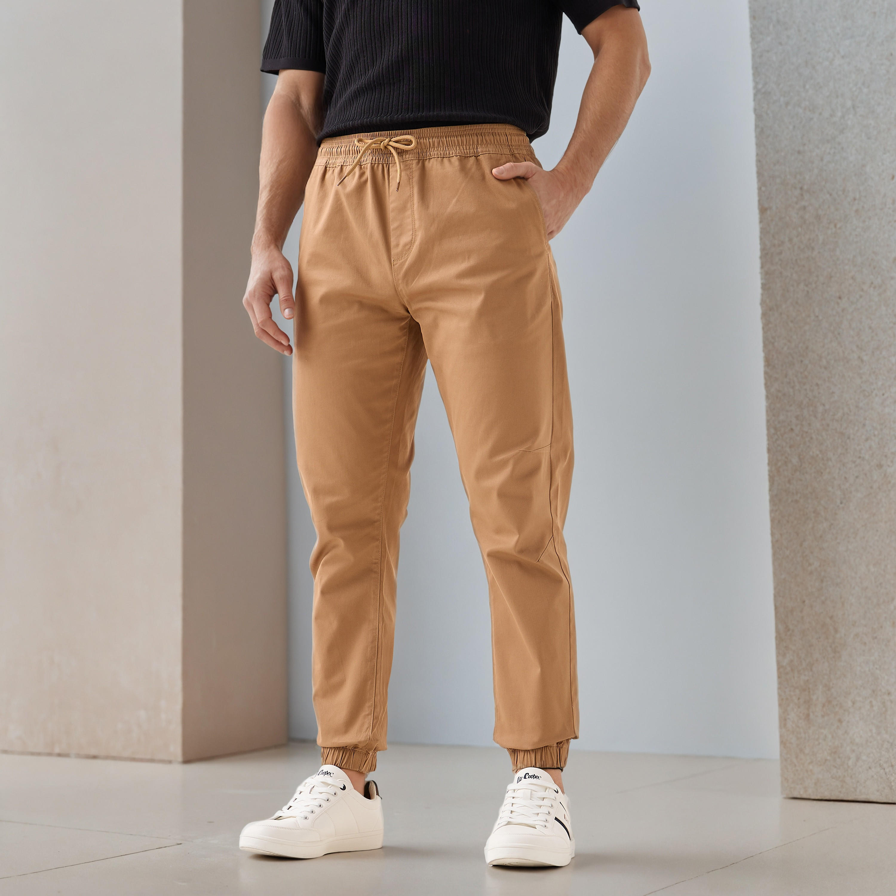 Drawstring Waist Flexi Waist Joggers-men-clothing-bottoms-joggers-image-1