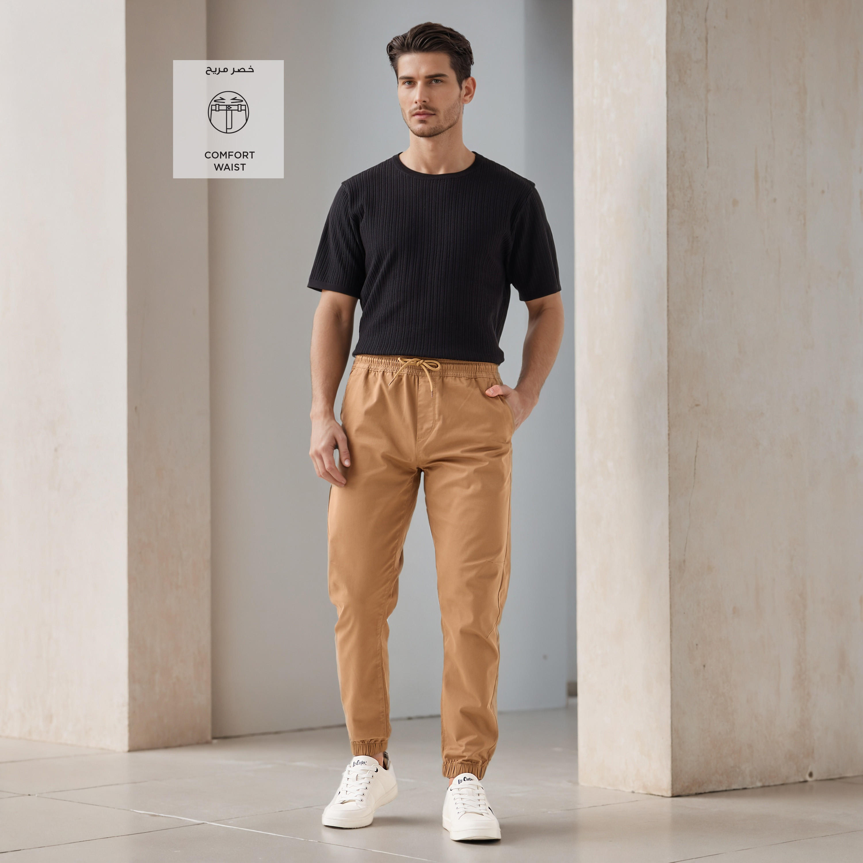 Drawstring Waist Flexi Waist Joggers-men-clothing-bottoms-joggers-image-2