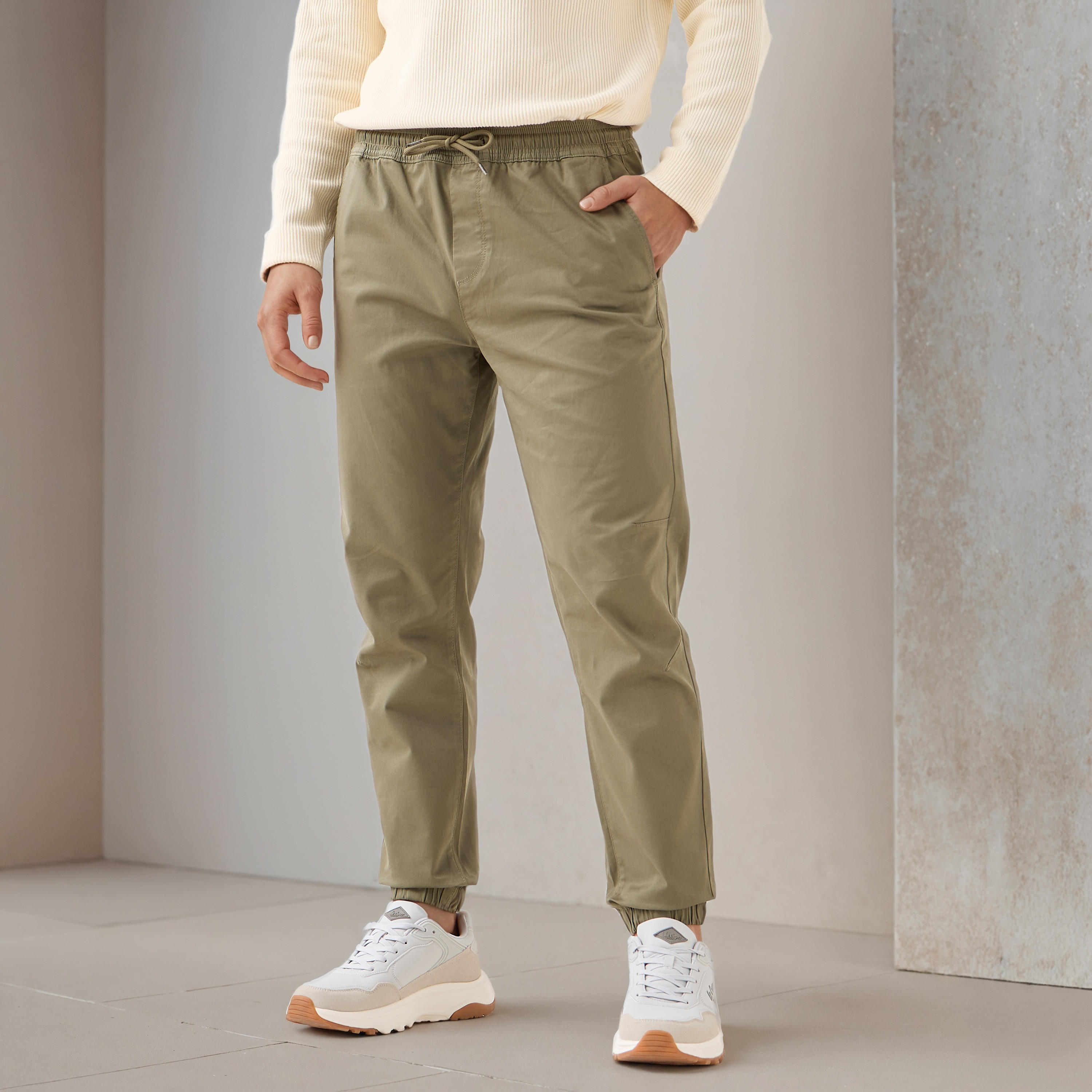 Drawstring Waist Flexi Waist Joggers-men-clothing-bottoms-joggers-image-1