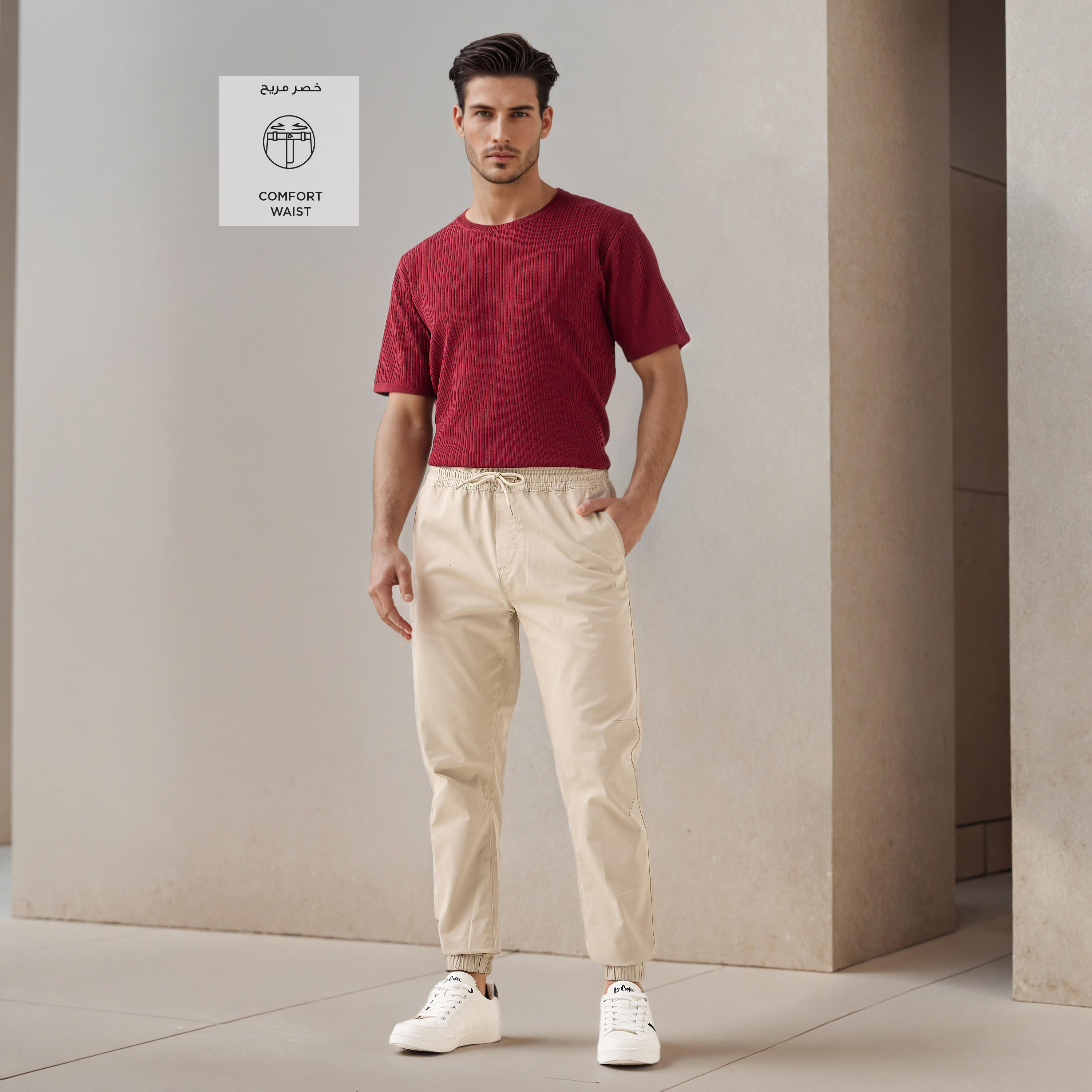 Drawstring Waist Flexi Waist Joggers-men-clothing-bottoms-joggers-image-1