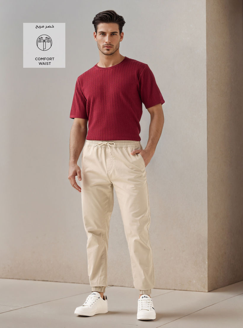بنطلون رياضي بخصر مطاطي ورباط-men-clothing-bottoms-joggers-image-2