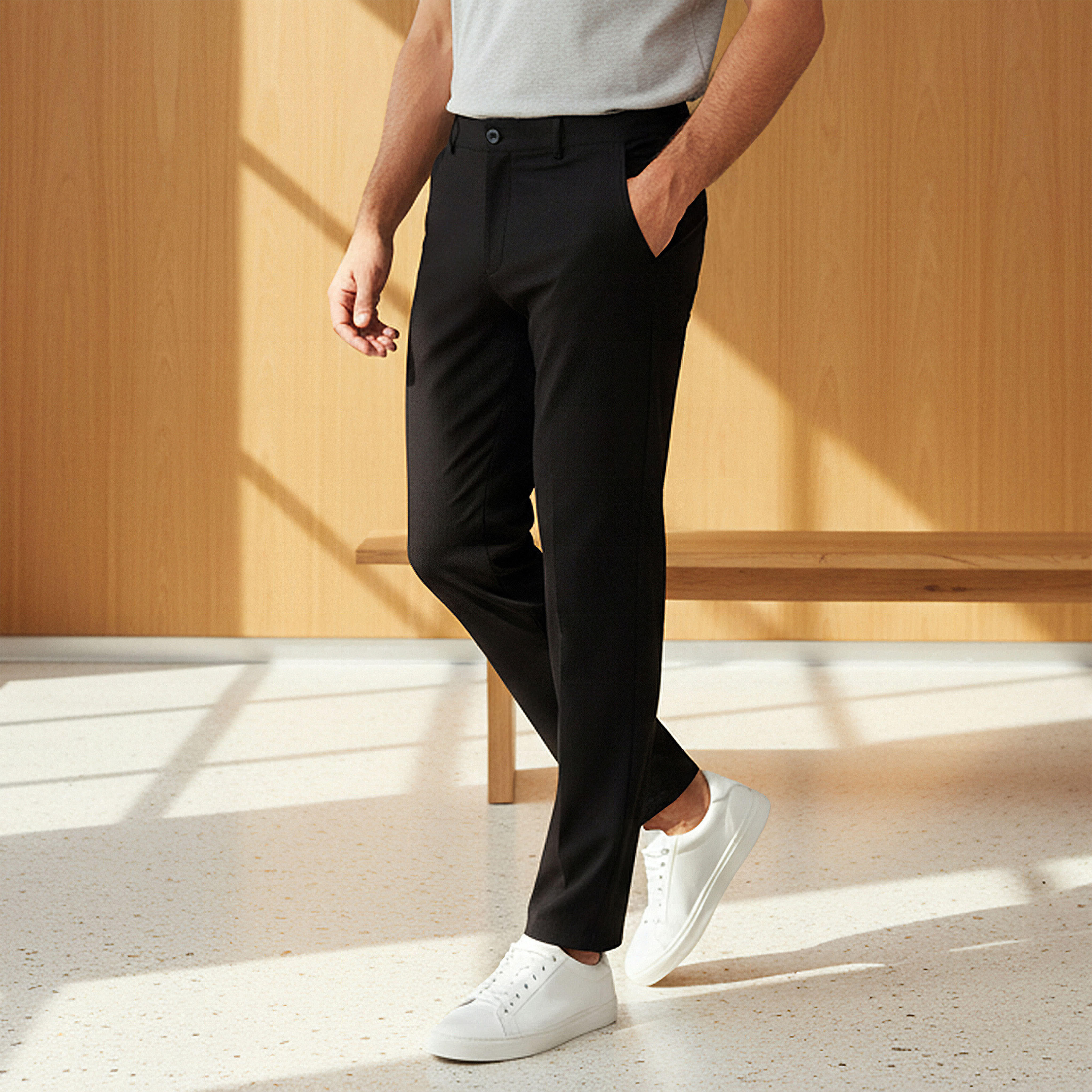 بنطلون رجالي بقصة عادية وخصر مرن من إمبيرور-men-clothing-bottoms-trousersandchinos-trousers-image-1