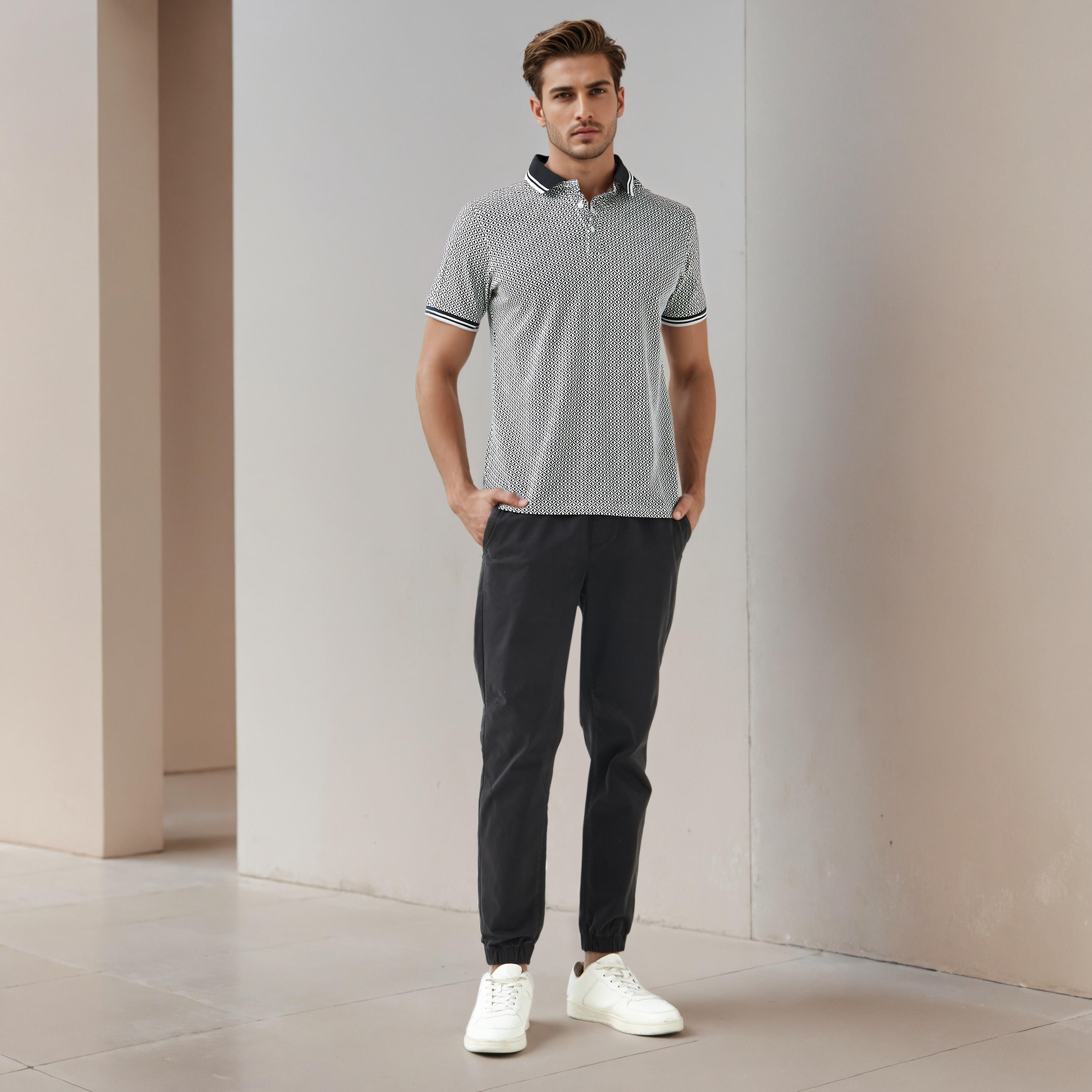 بنطلون رياضي رجالي بقصة عادية ورباط خصر-men-clothing-bottoms-joggers-image-3