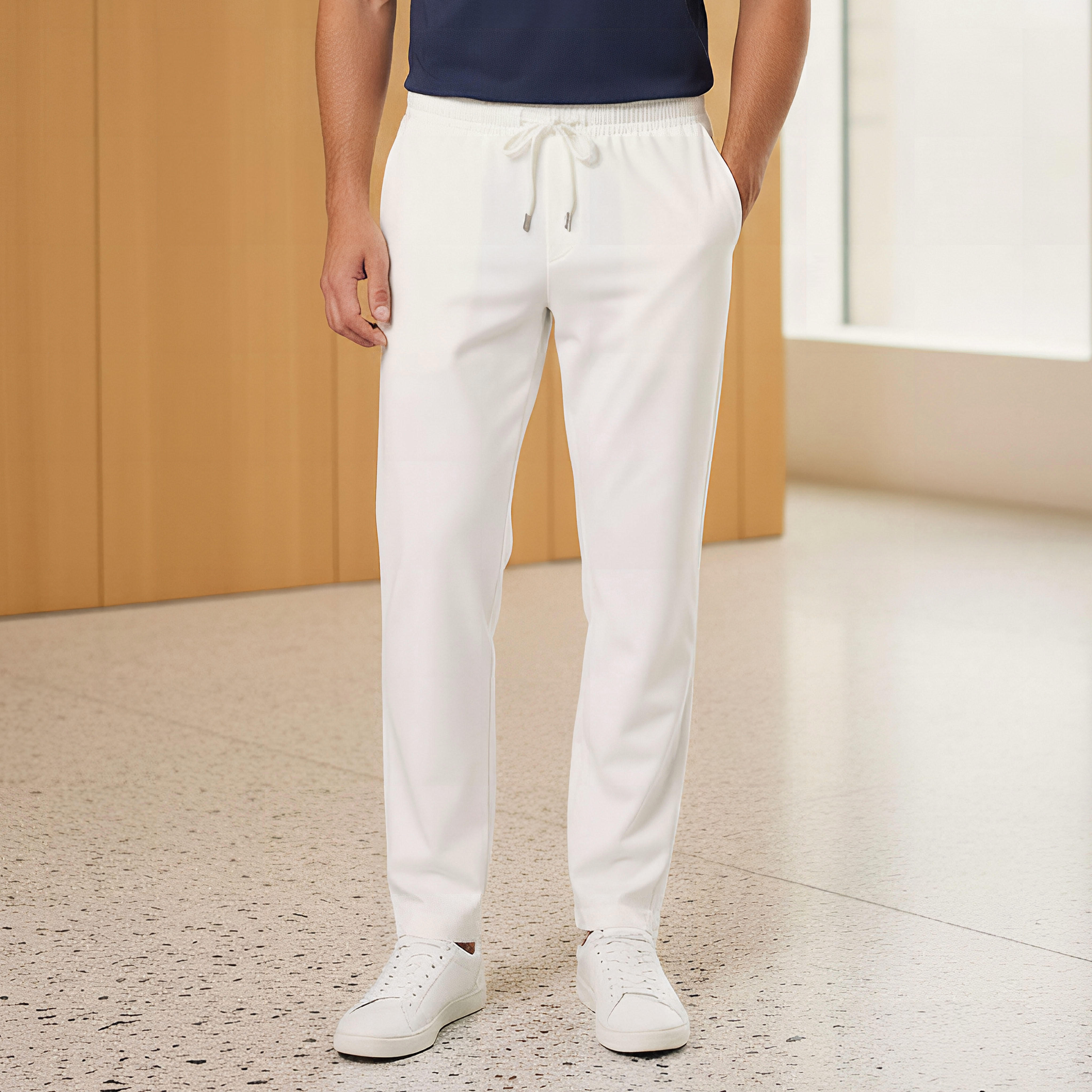 بنطلون رياضي بيكيه بخصر مطاطي-men-clothing-bottoms-joggers-image-4