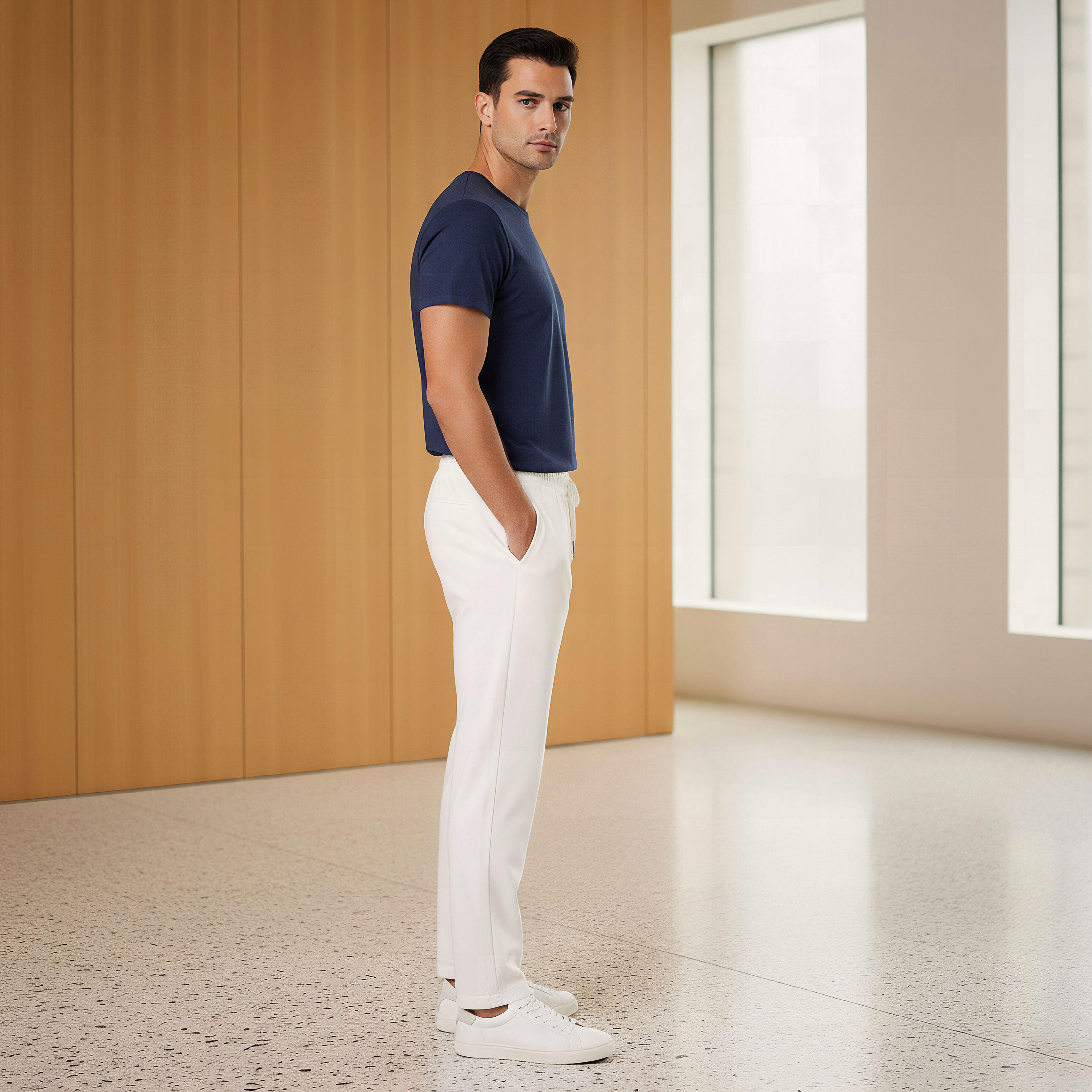 بنطلون رياضي بيكيه بخصر مطاطي-men-clothing-bottoms-joggers-image-3