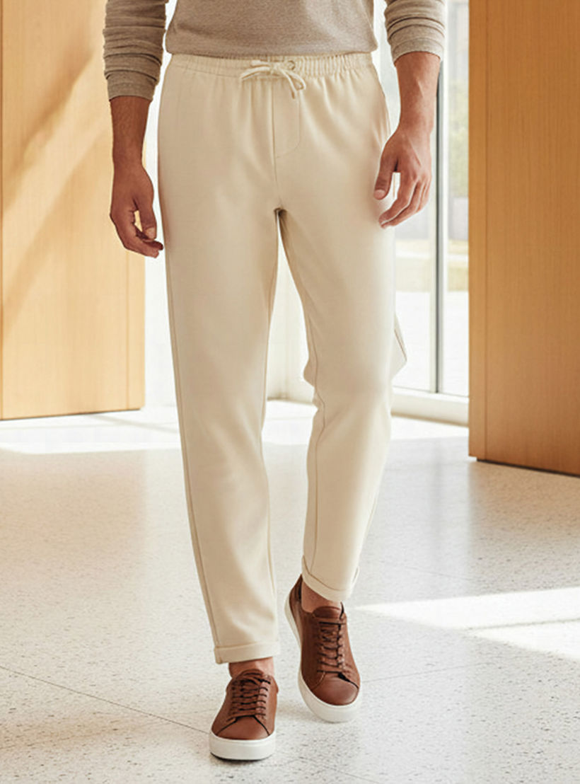 بنطلون رياضي بيكيه بخصر مطاطي-men-clothing-bottoms-joggers-image-1