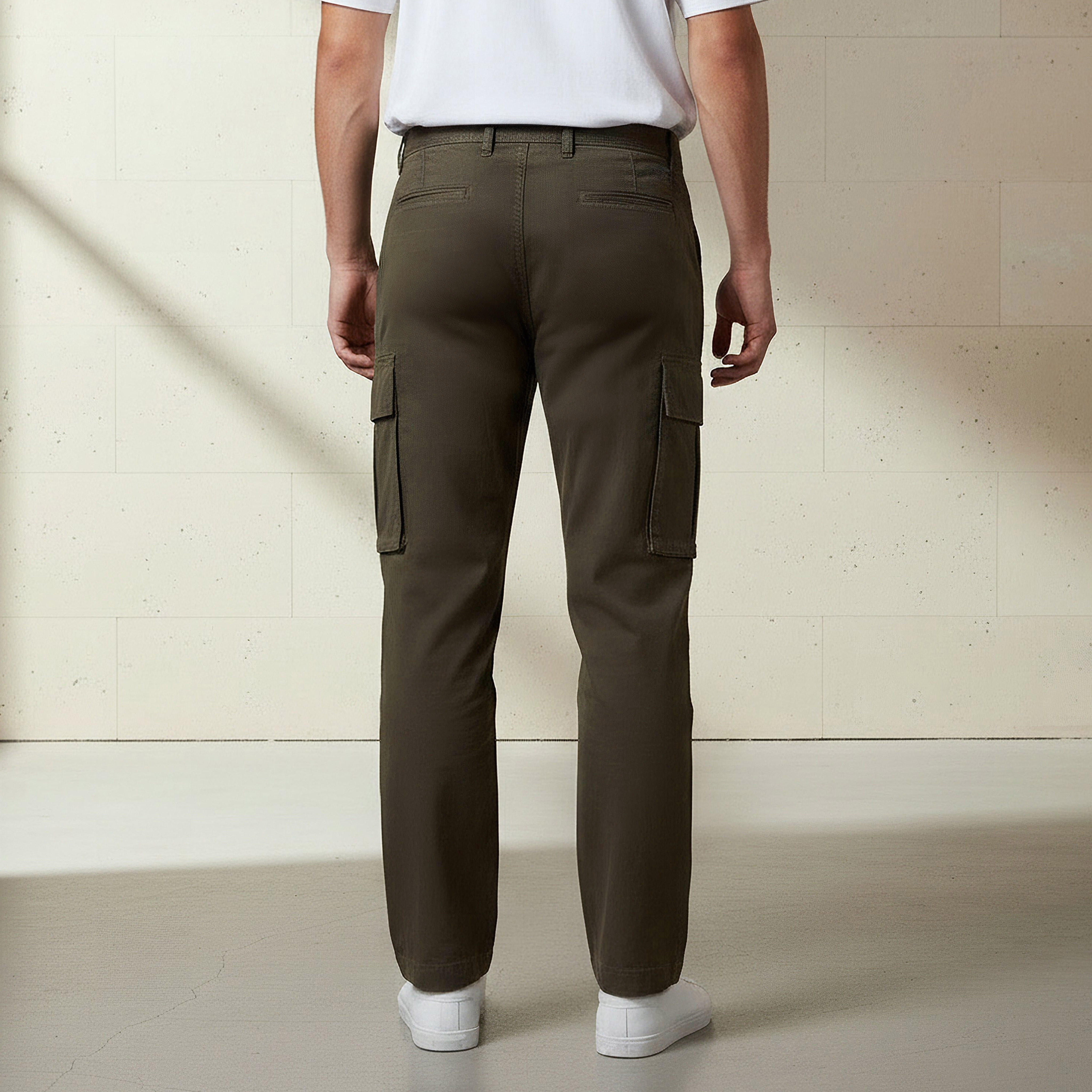 Men Regular Fit Twill Cargo Trousers-men-clothing-bottoms-trousersandchinos-trousers-image-3