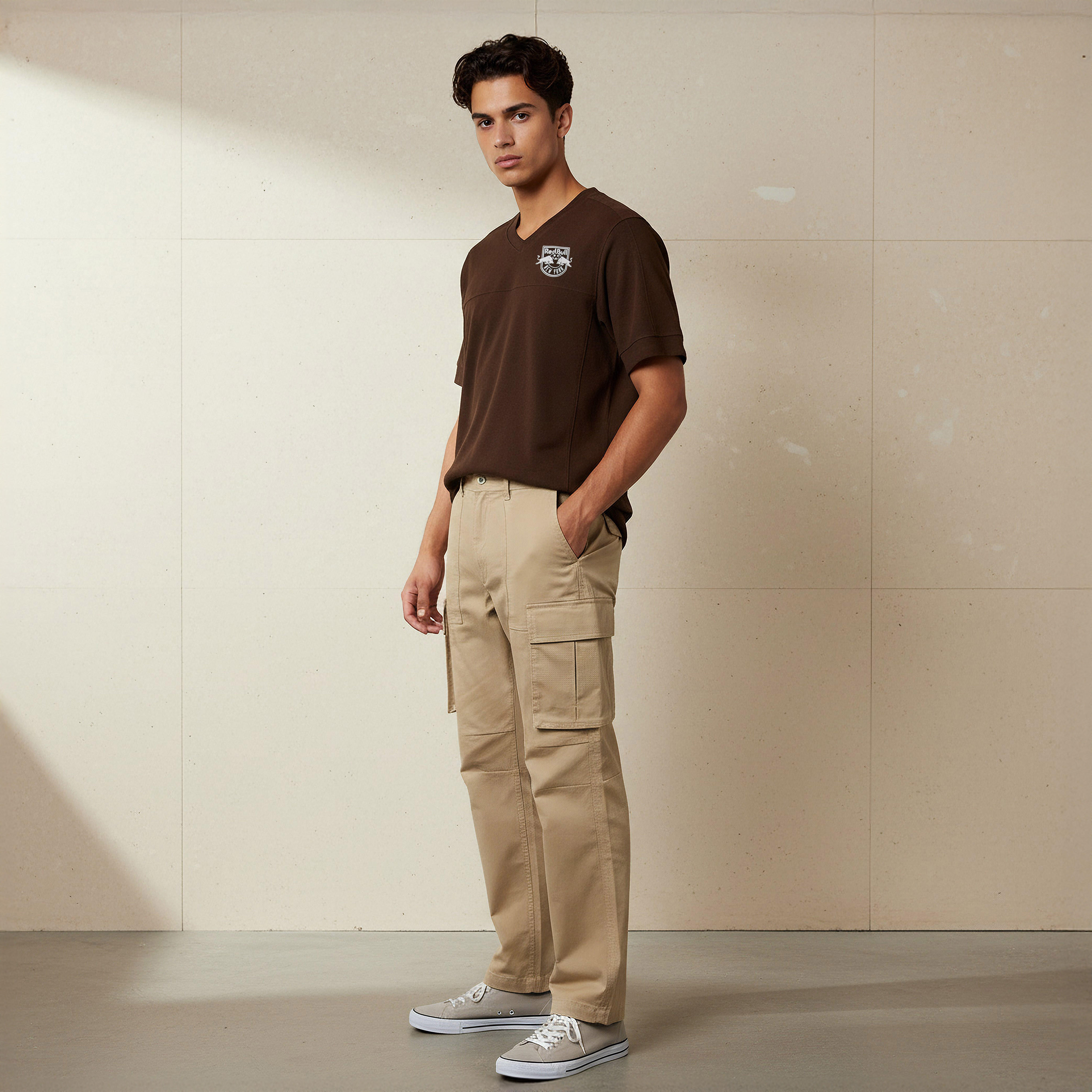 Men Regular Fit Twill Cargo Trousers-men-clothing-bottoms-trousersandchinos-trousers-image-2