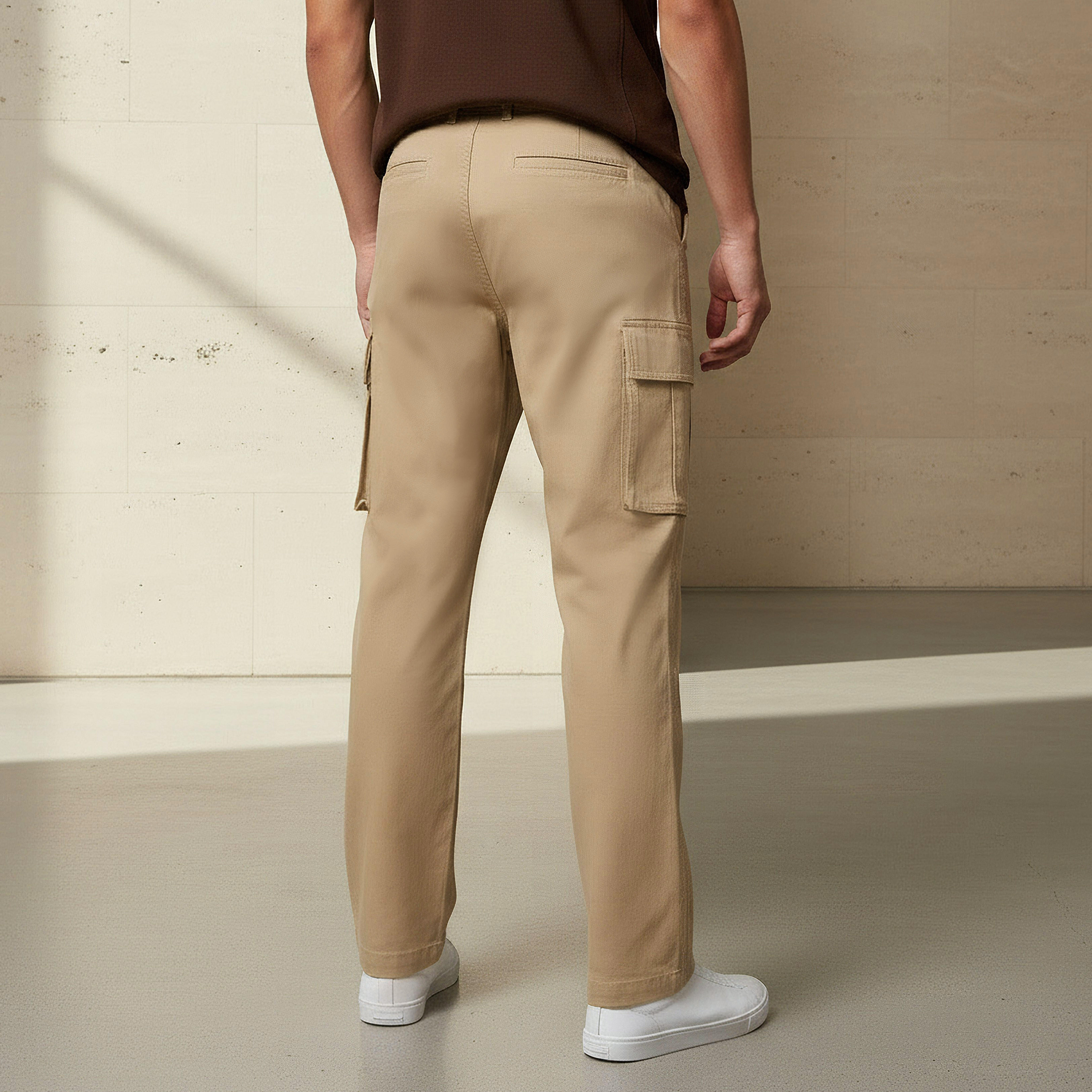 Men Regular Fit Twill Cargo Trousers-men-clothing-bottoms-trousersandchinos-trousers-image-3