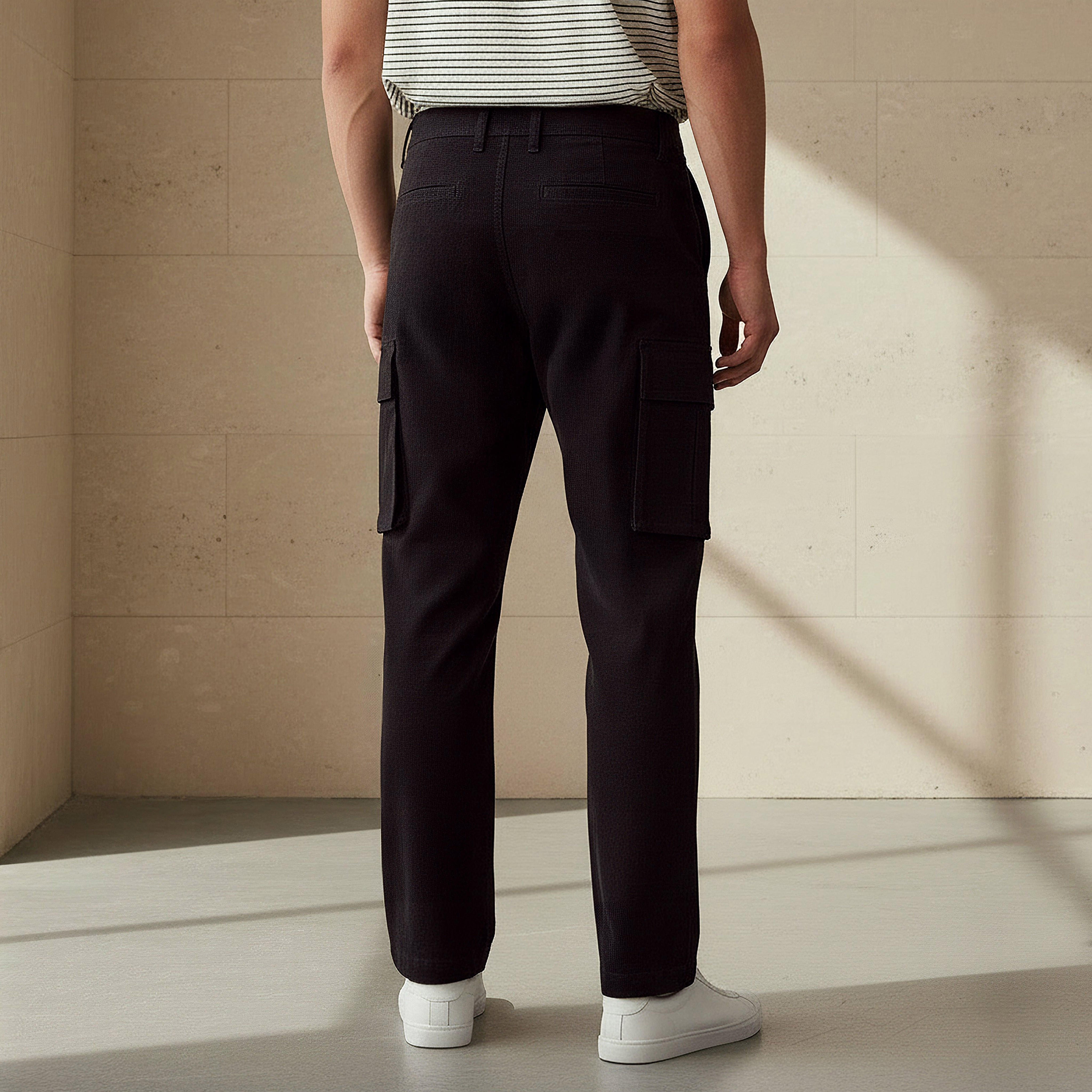 Men Regular Fit Twill Cargo Trousers-men-clothing-bottoms-trousersandchinos-trousers-image-3