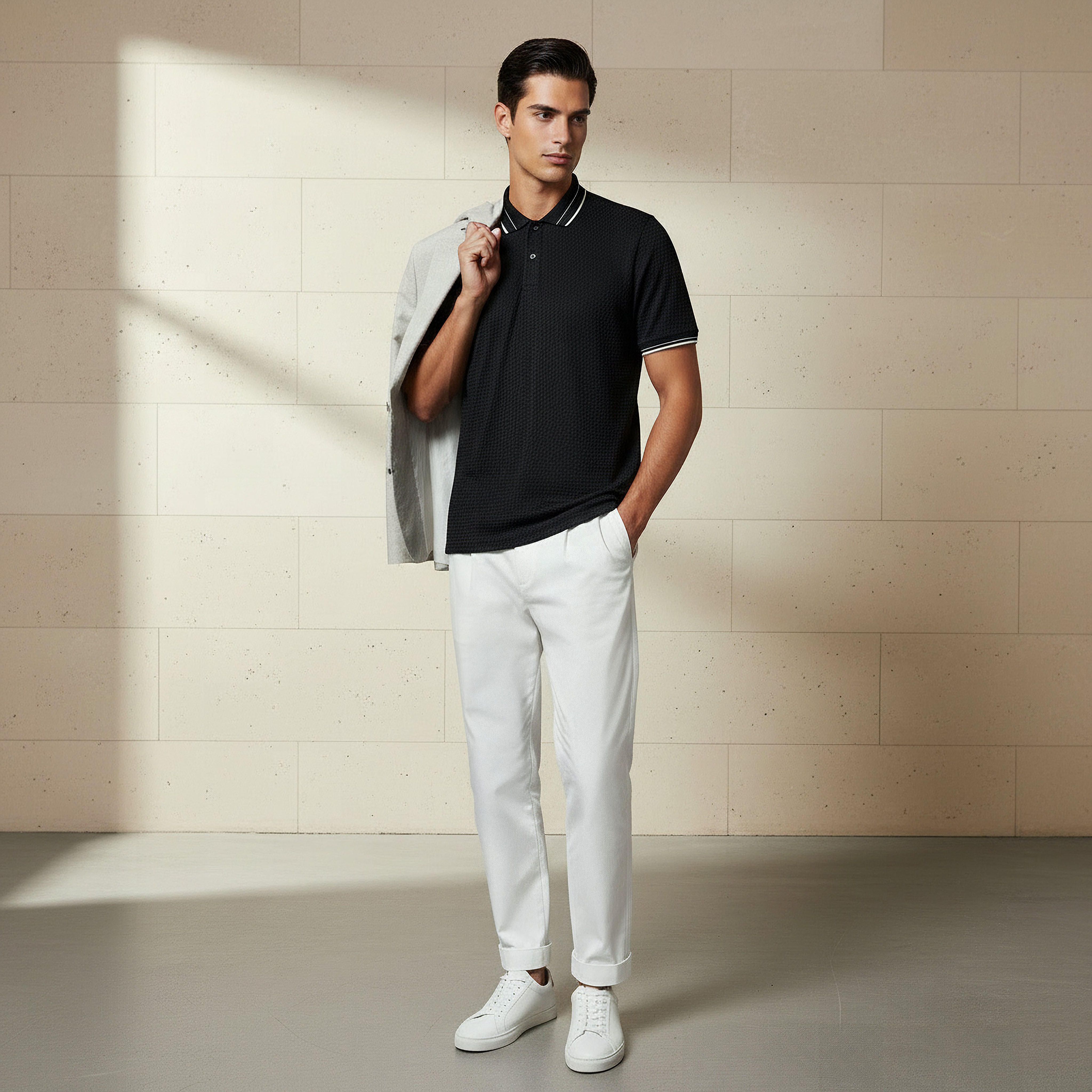 Men Short Sleeves Jacquard Polo T-shirt-men-clothing-tshirtsandpolos-polos-image-2