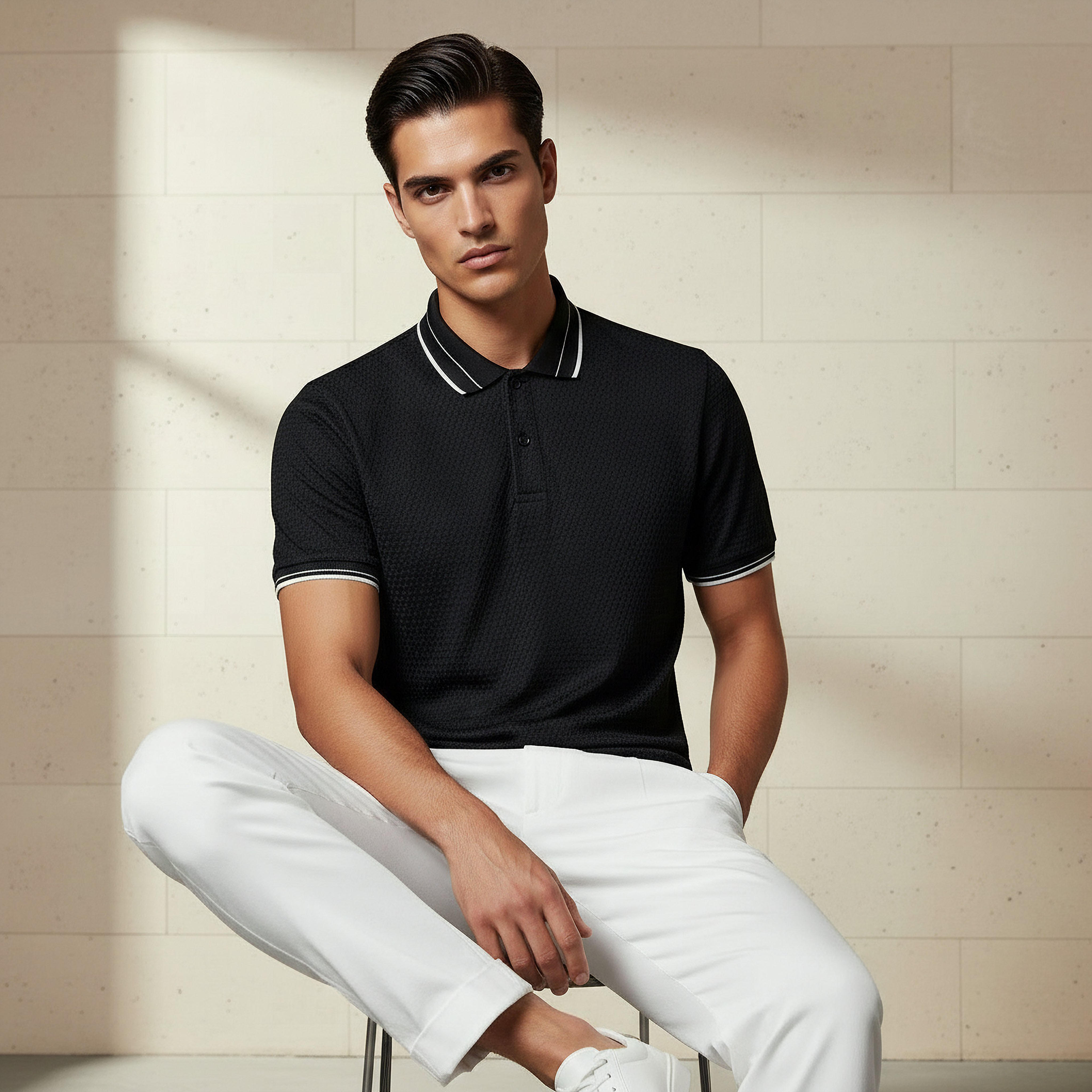 Men Short Sleeves Jacquard Polo T-shirt-men-clothing-tshirtsandpolos-polos-image-5