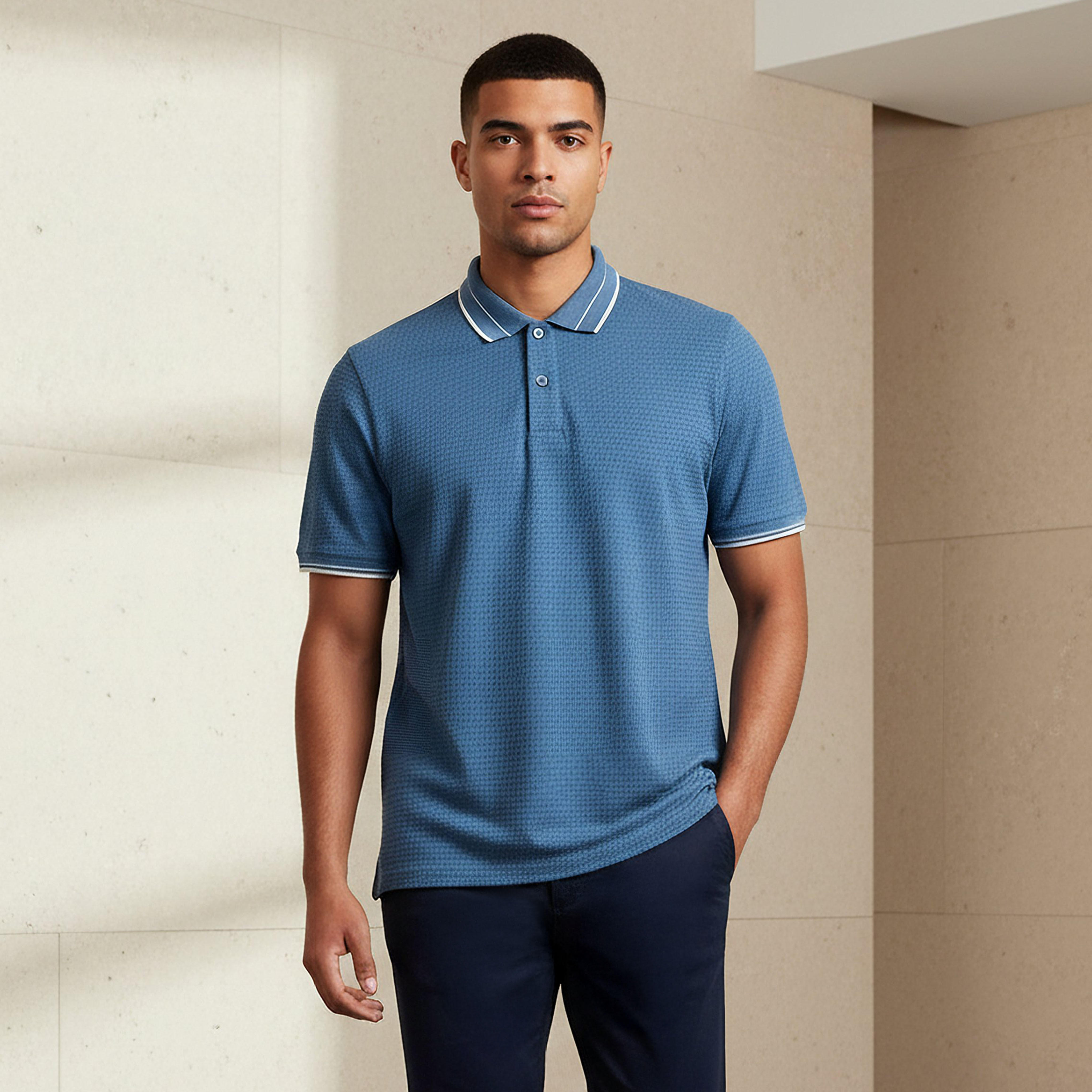 Men Short Sleeves Jacquard Polo T-shirt-men-clothing-tshirtsandpolos-polos-image-1