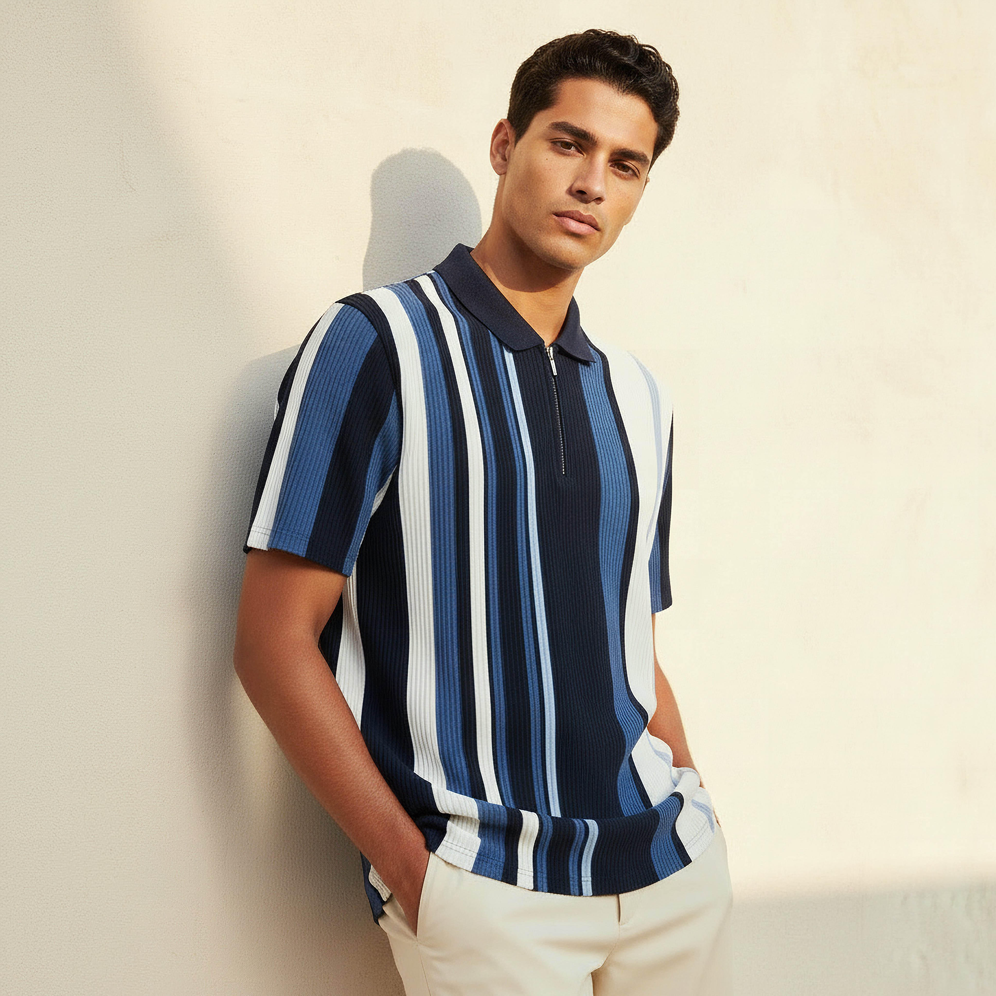 Men Short Sleeves Striped Polo T-shirt-men-clothing-tshirtsandpolos-polos-image-1
