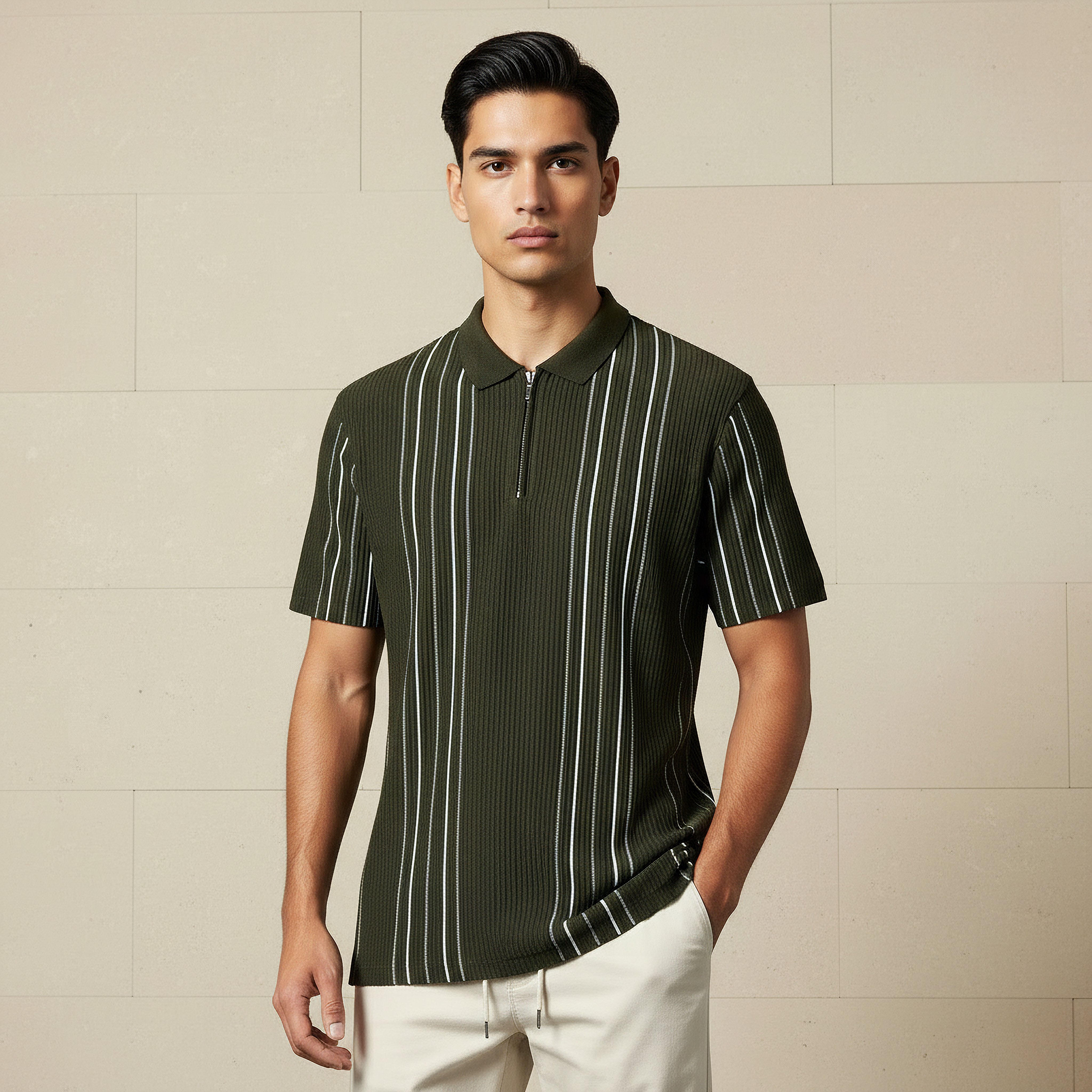 Men Short Sleeves Striped Polo T-shirt-men-clothing-tshirtsandpolos-polos-image-1