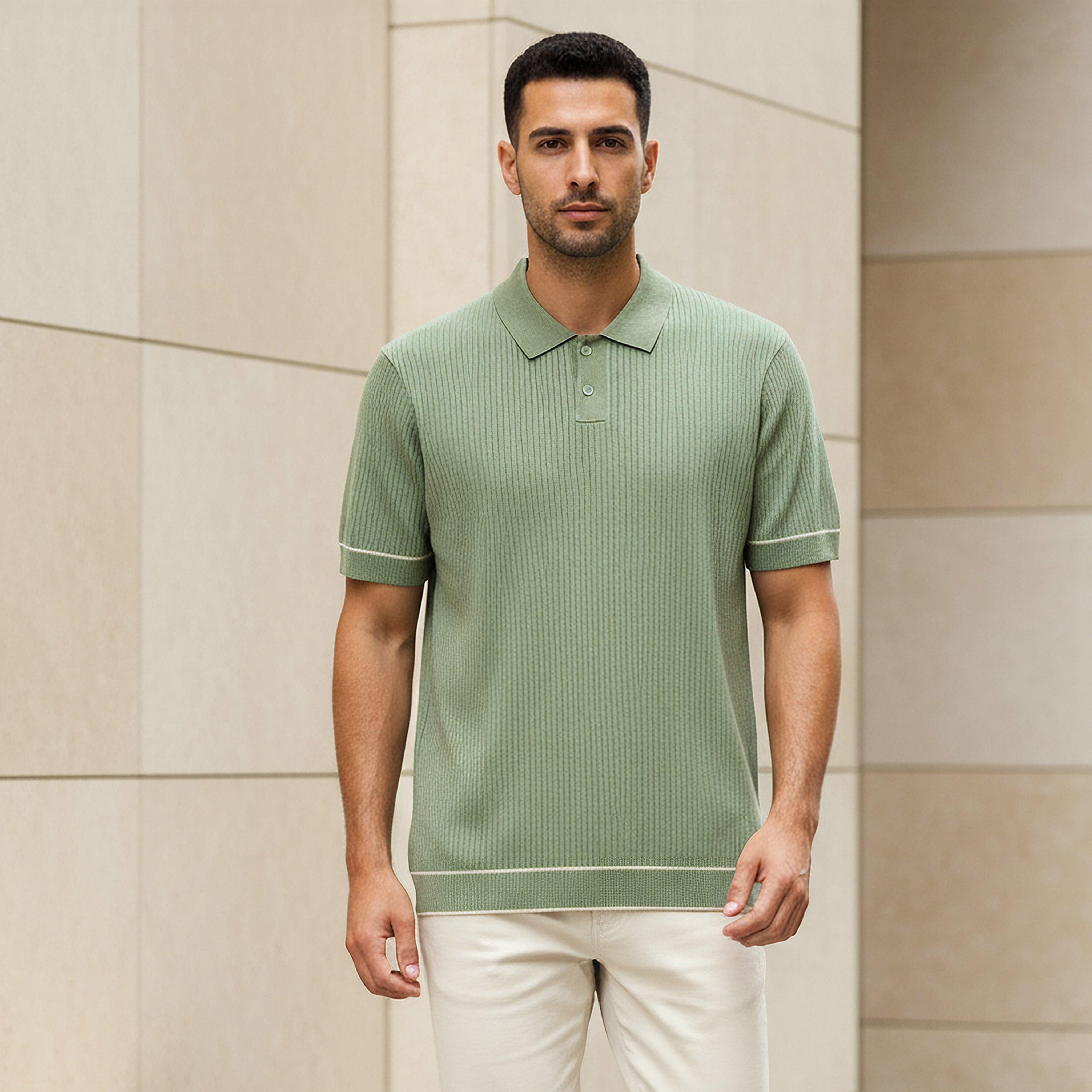 Men Short Sleeves Ribbed Polo T-shirt-men-clothing-tshirtsandpolos-polos-image-1