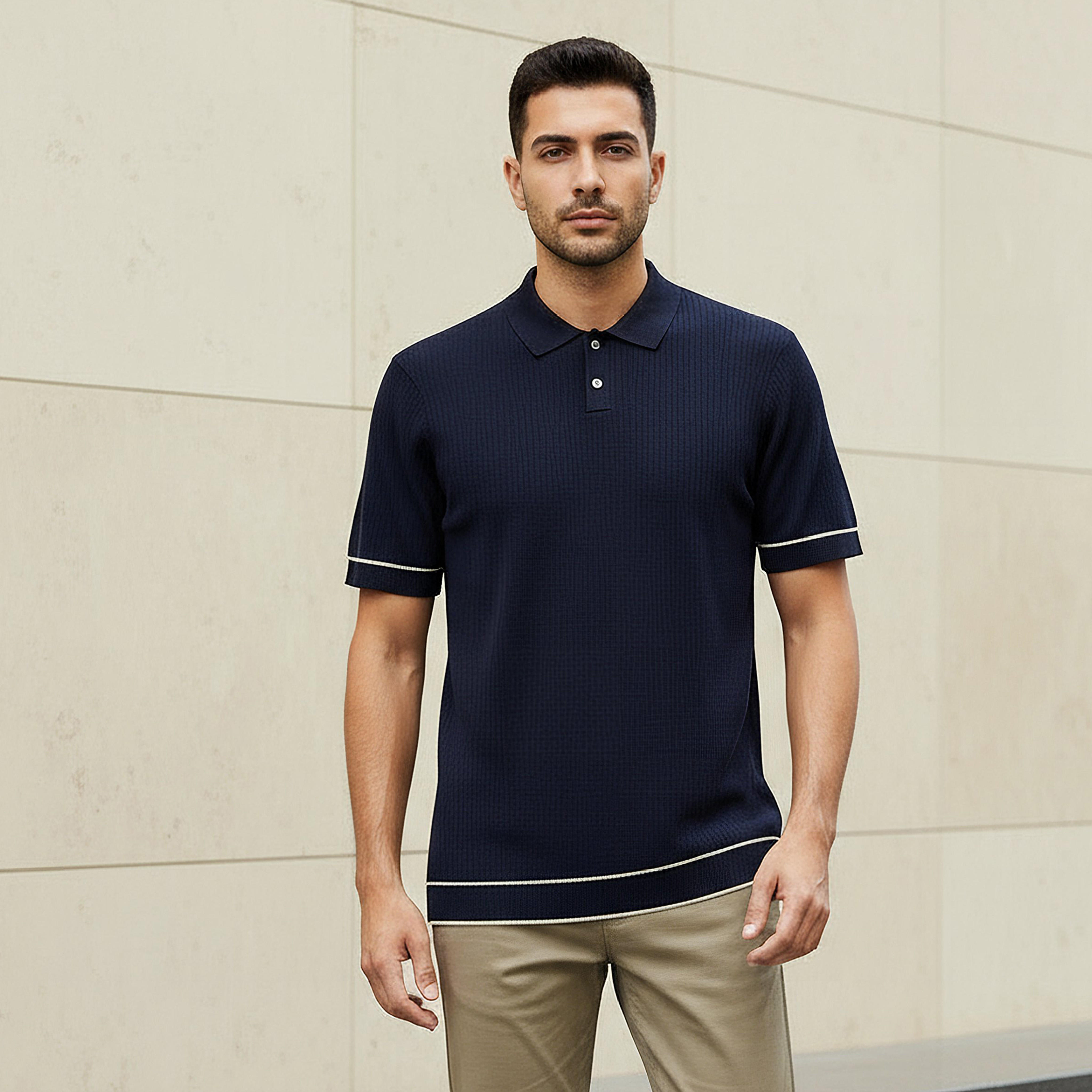 Men Short Sleeves Ribbed Polo T-shirt-men-clothing-tshirtsandpolos-polos-image-1