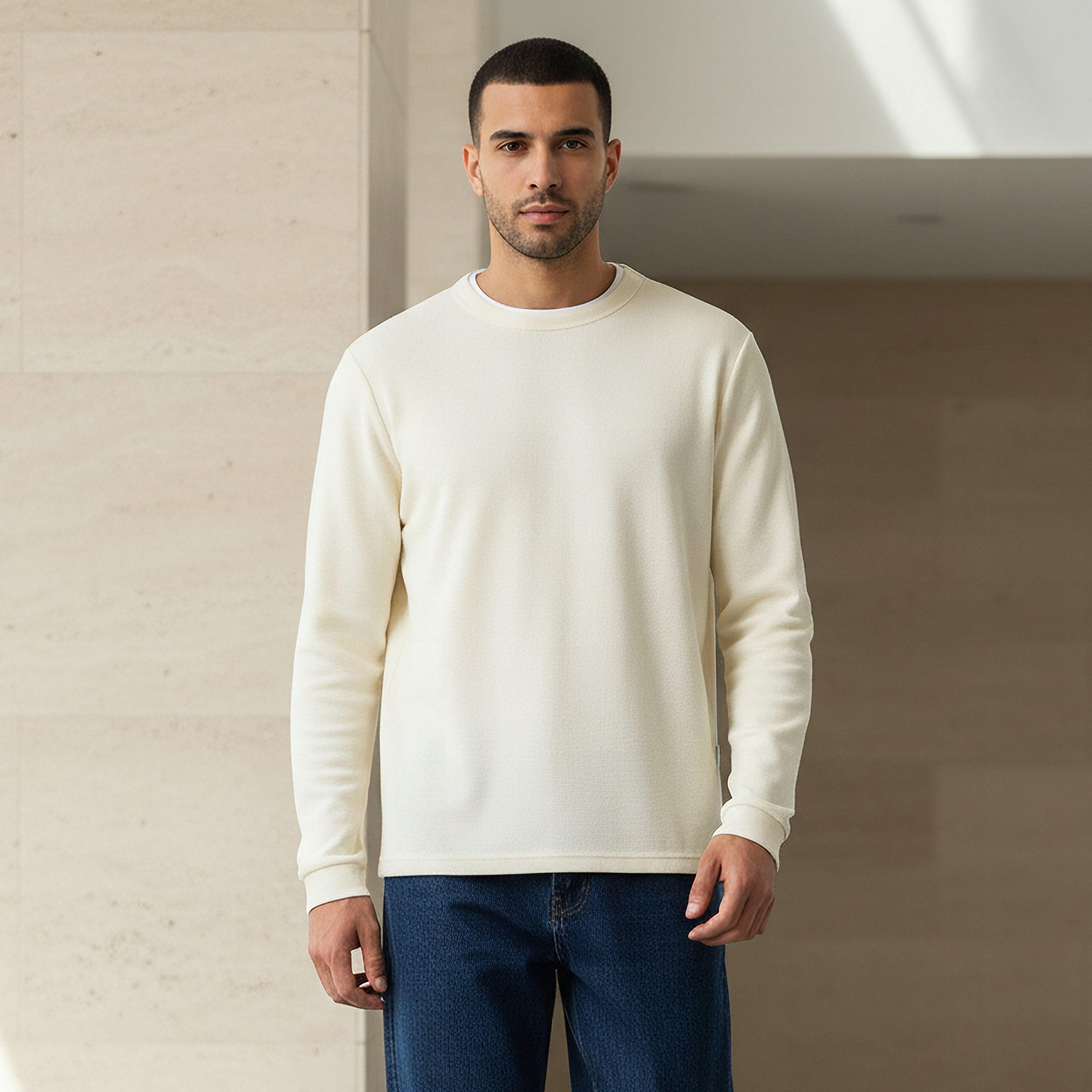 Men Slim Fit Textured Sweatshirt-PROMO_SP_SA_2FOR99_110625-image-1