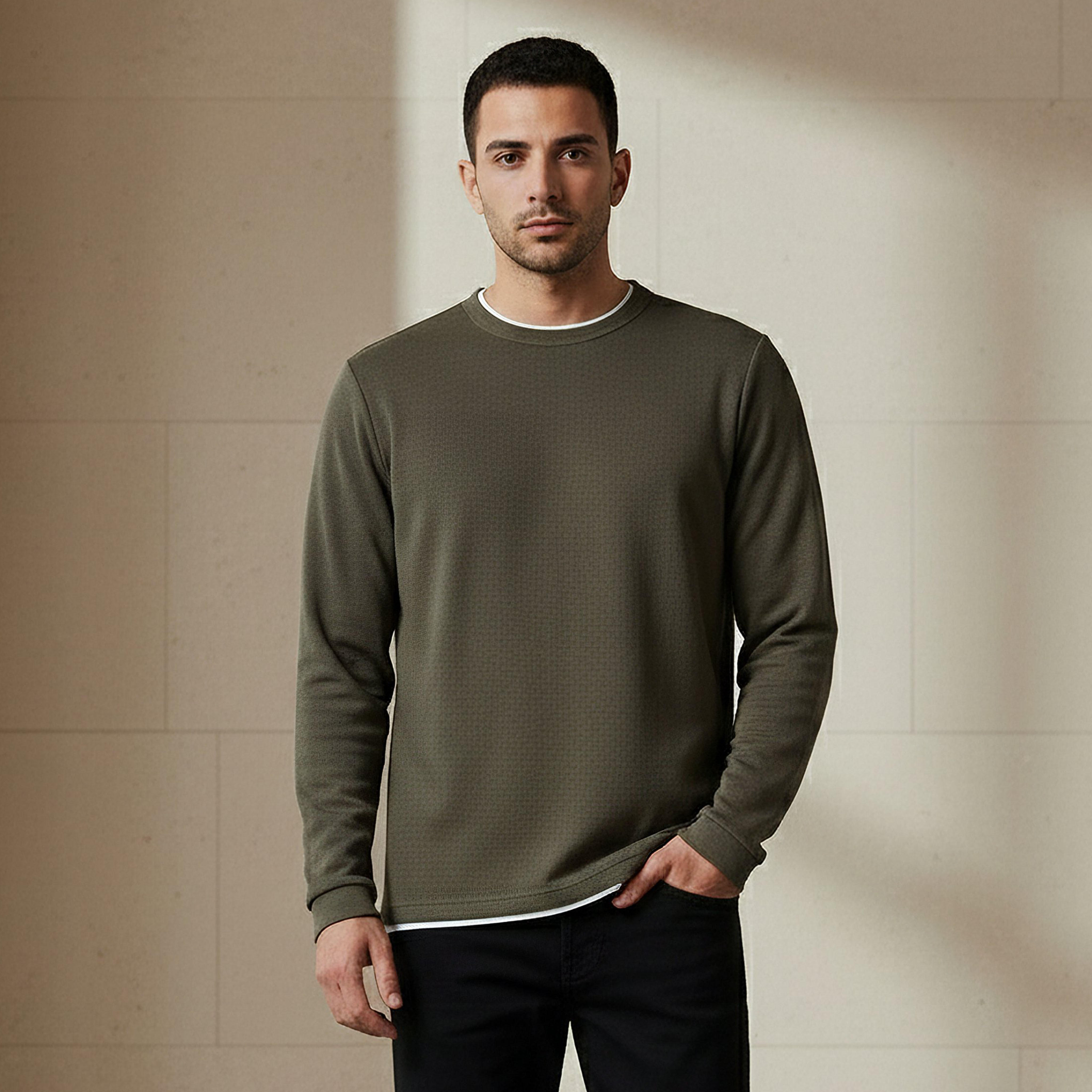 Men Slim Fit Textured Sweatshirt-men-winterwear-hoodiesandsweatshirts-image-1