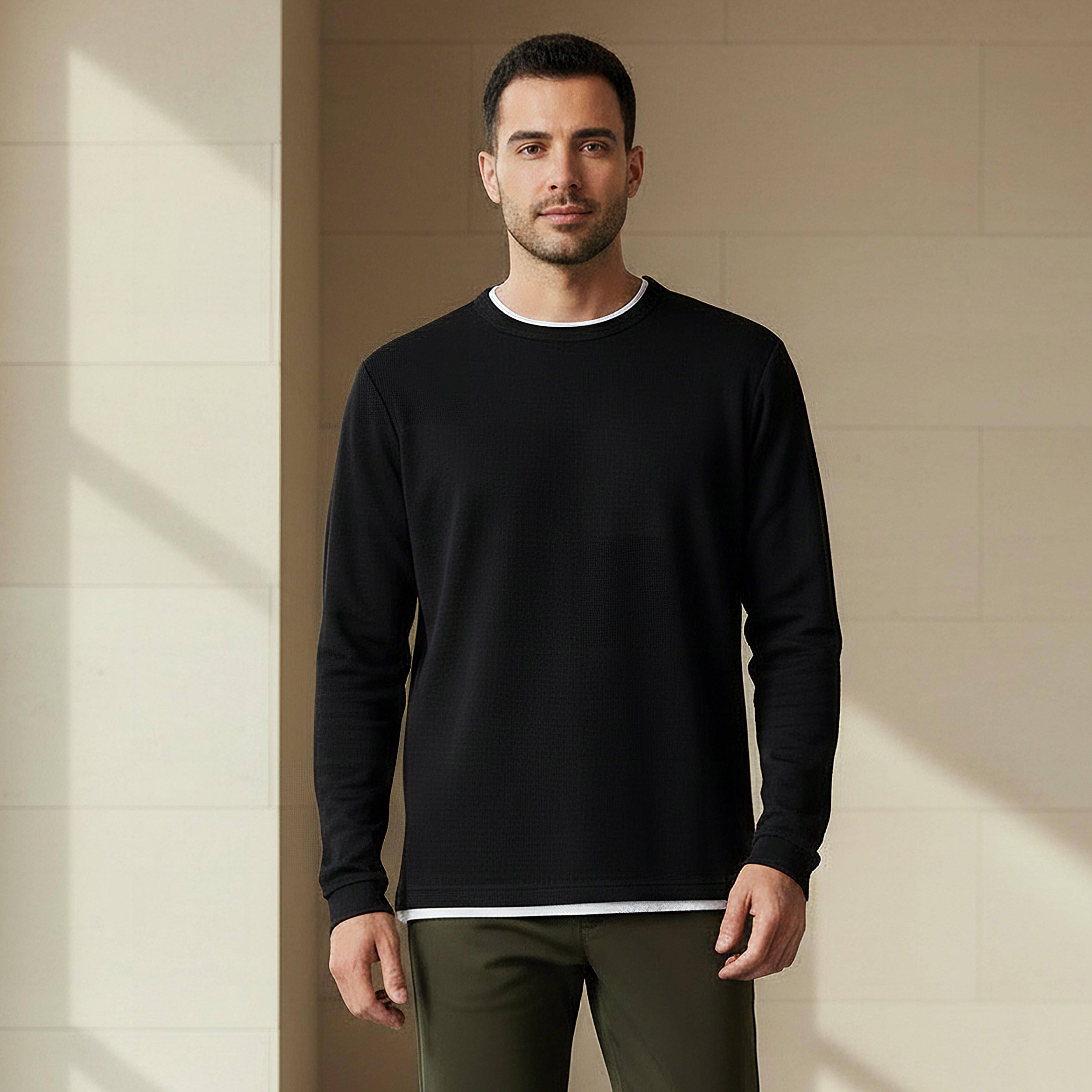 سويت شيرت رجالي بارز الملمس بقصة سليم-men-winterwear-hoodiesandsweatshirts-image-5