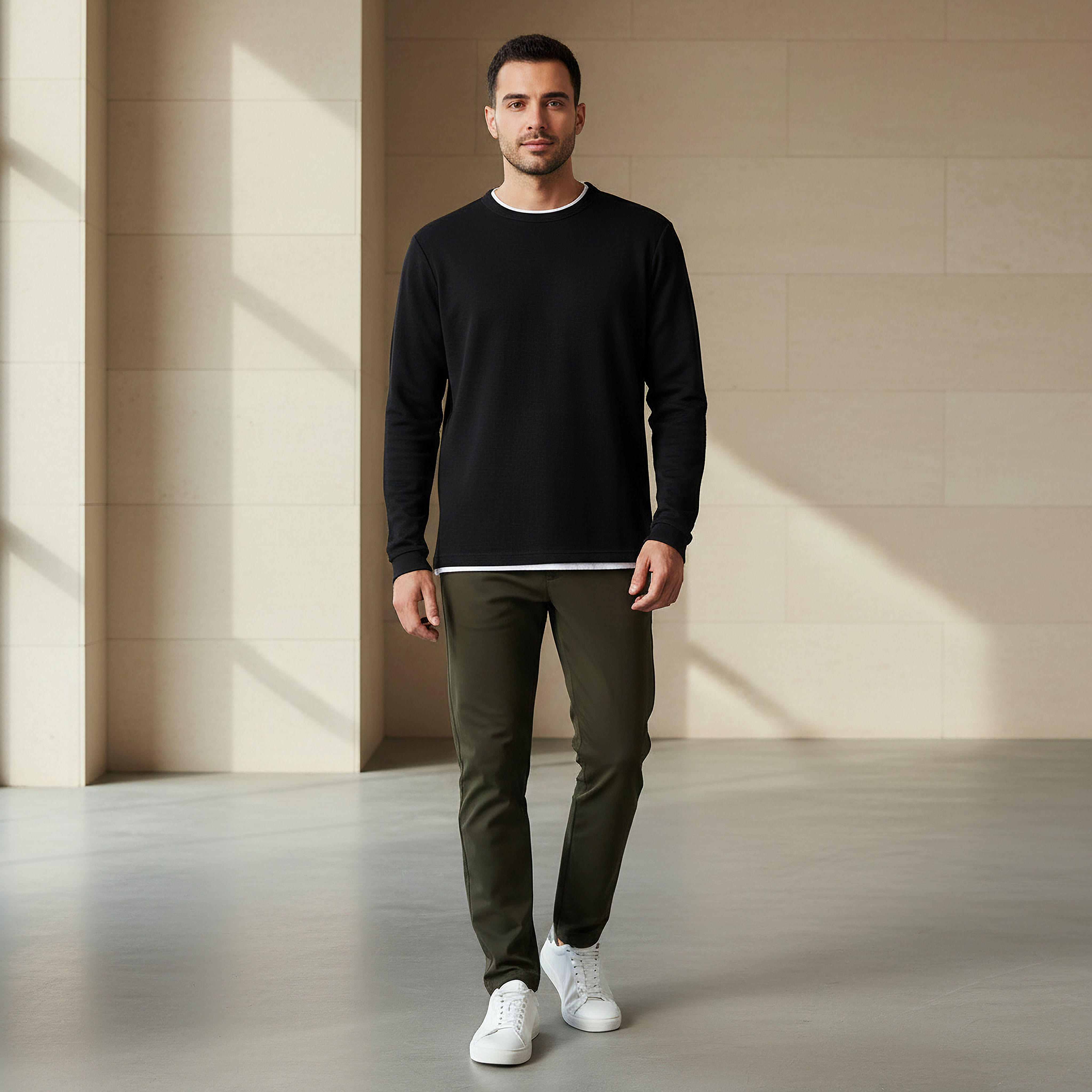سويت شيرت رجالي بارز الملمس بقصة سليم-men-winterwear-hoodiesandsweatshirts-image-1