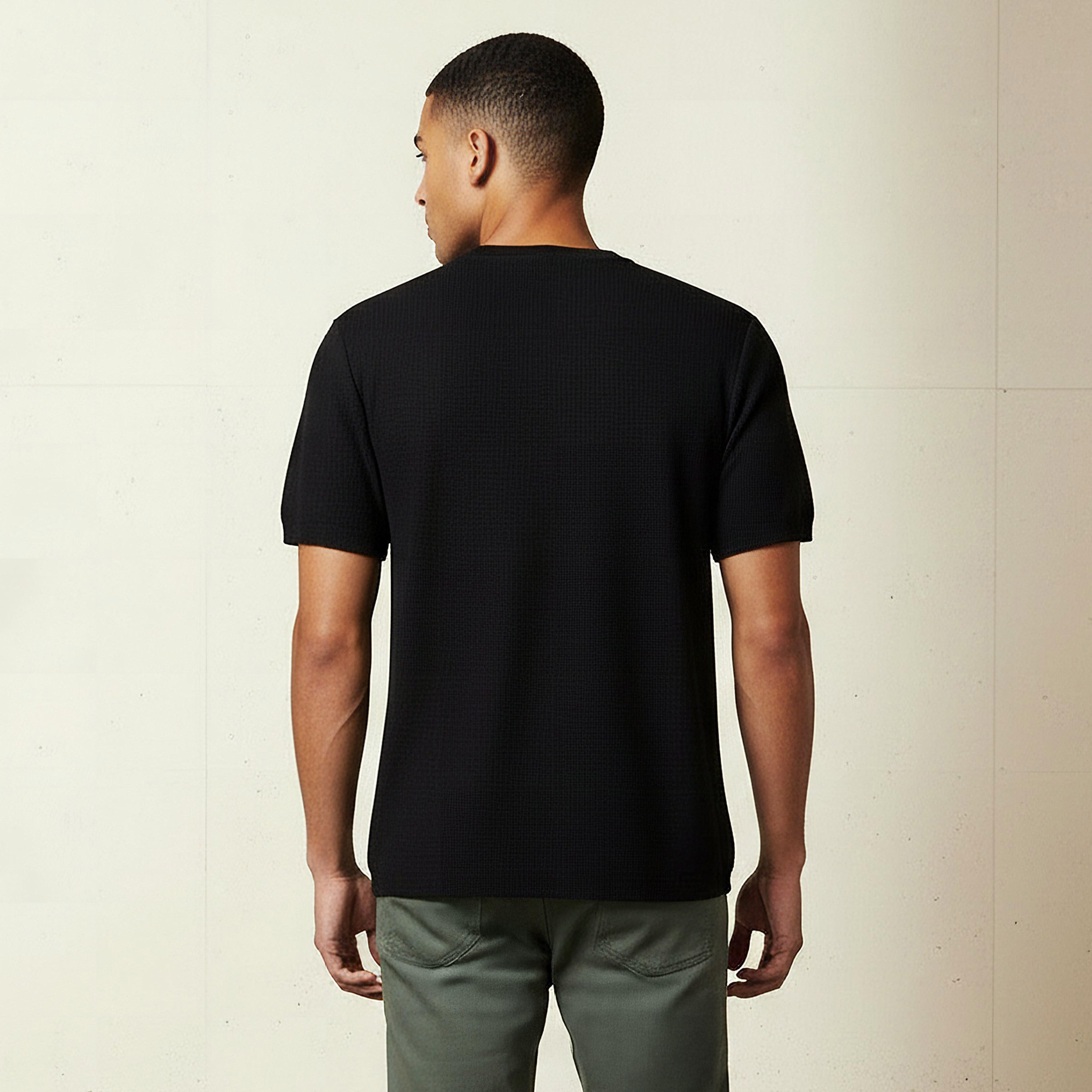 Men Regular Fit Crew Neck Short Sleeves Textured T-shirt-men-clothing-tshirtsandpolos-tshirts-image-3