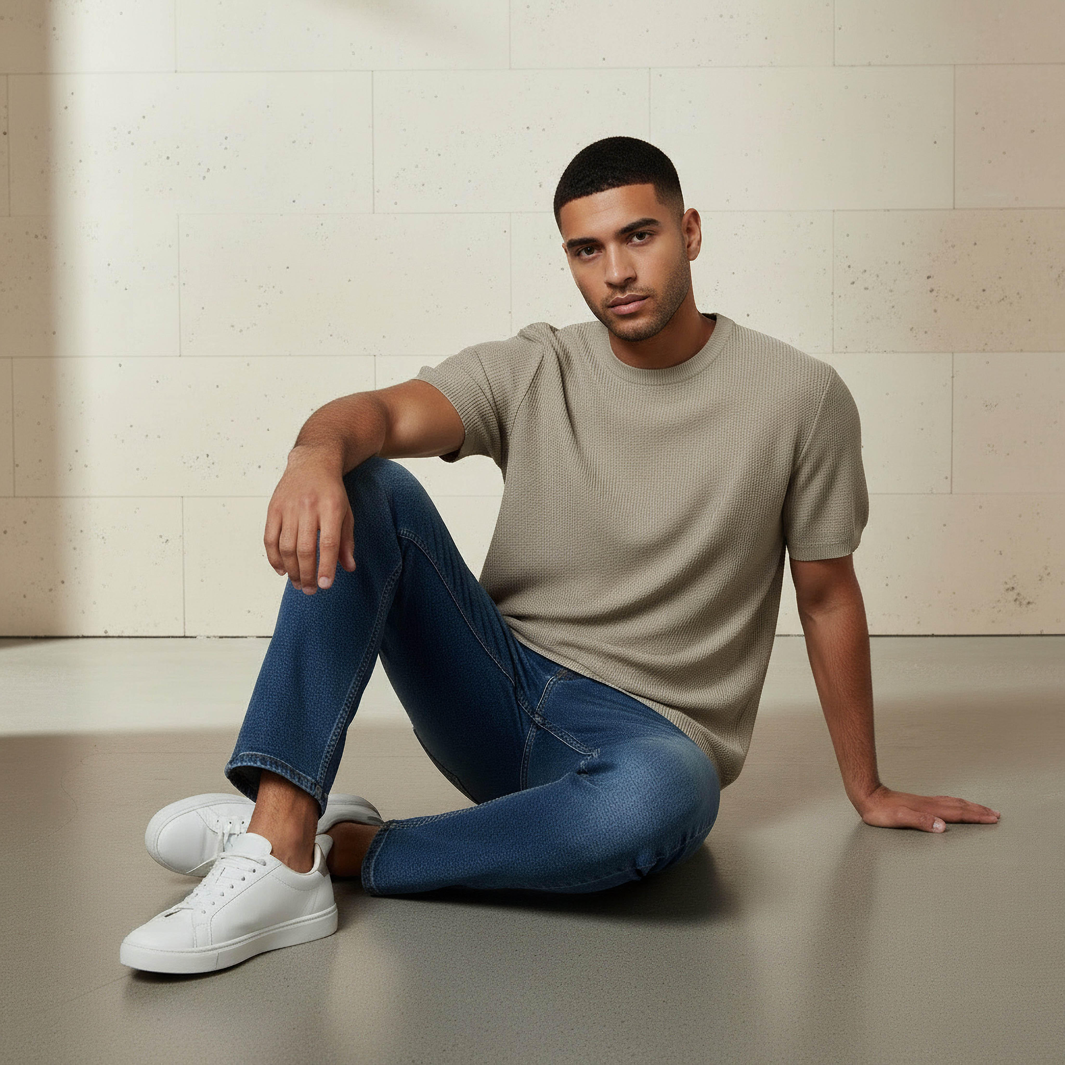 Men Regular Fit Crew Neck Short Sleeves Textured T-shirt-men-clothing-tshirtsandpolos-tshirts-image-5